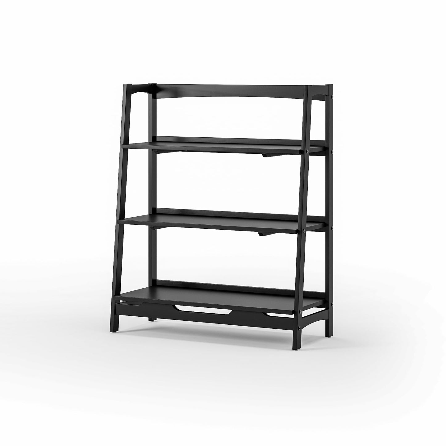 Camaflexi Mid Century Solid Wood Open Shelving Unit - Black Finish