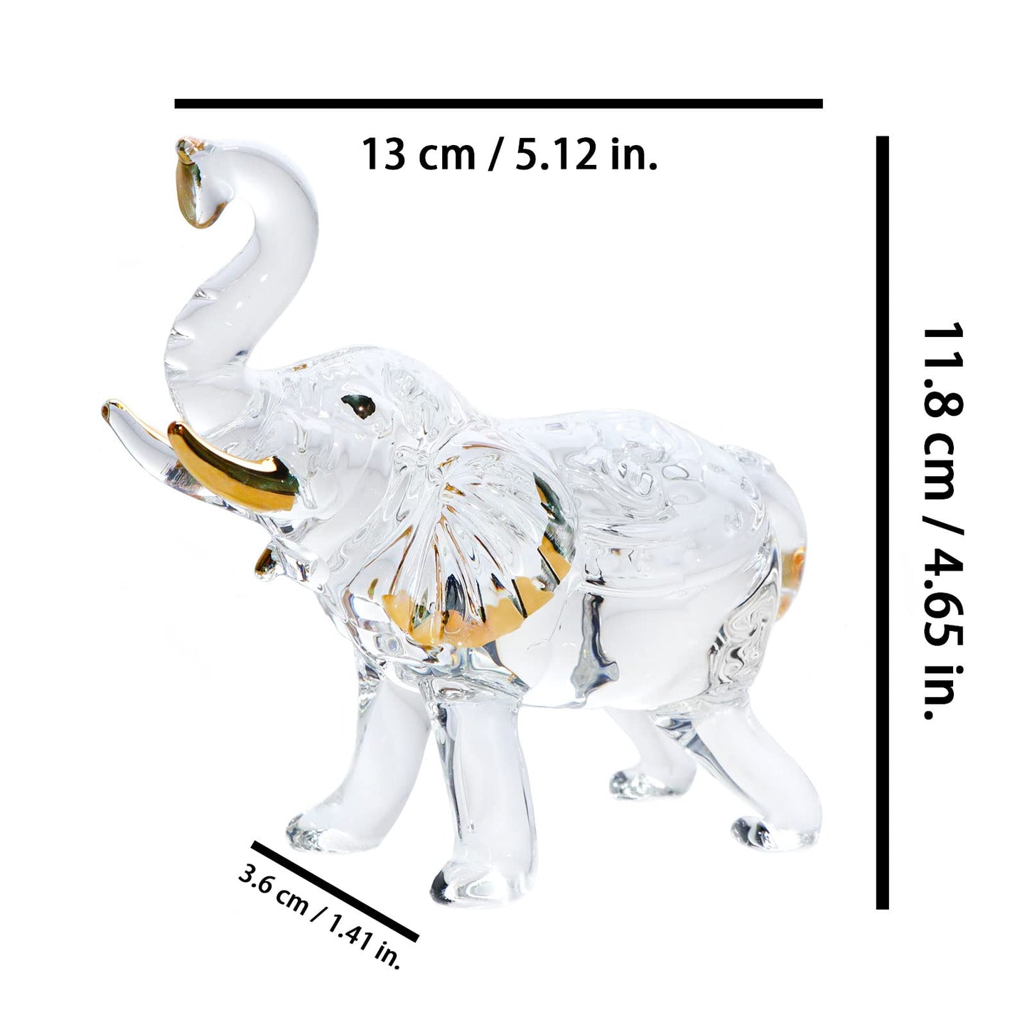 YWHL Handmade Crystal Elephant Figurine Gifts for Women, Elephant Statue Decor Gifts for Animal Lovers, Crystal Animals Figurines for Home Decoration