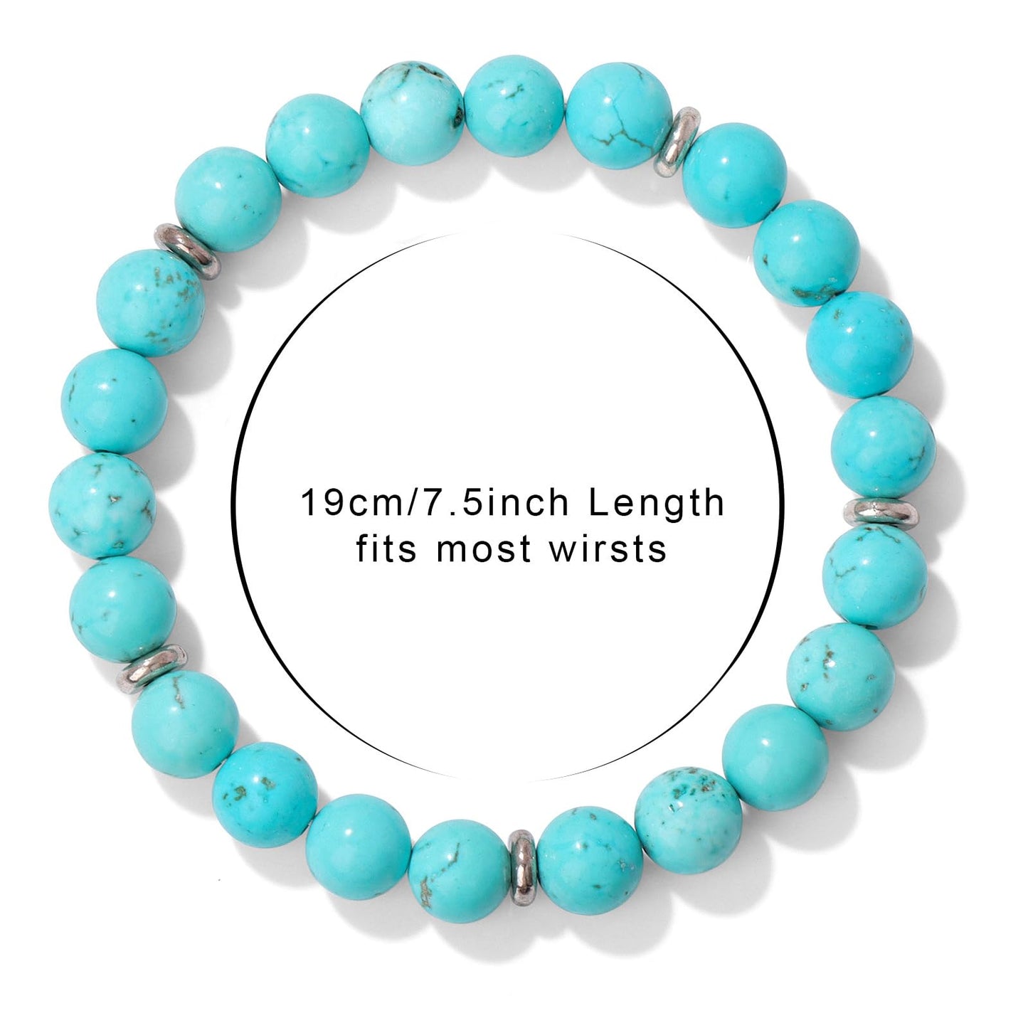 GolbalJew Healing Bracelet For Women Anxiety Beaded Bracelets Jewelry Healing Stone Blue Turquoise Bracelet Stress Relief Yoga Beads Chakra Bracelets Gifts For Women