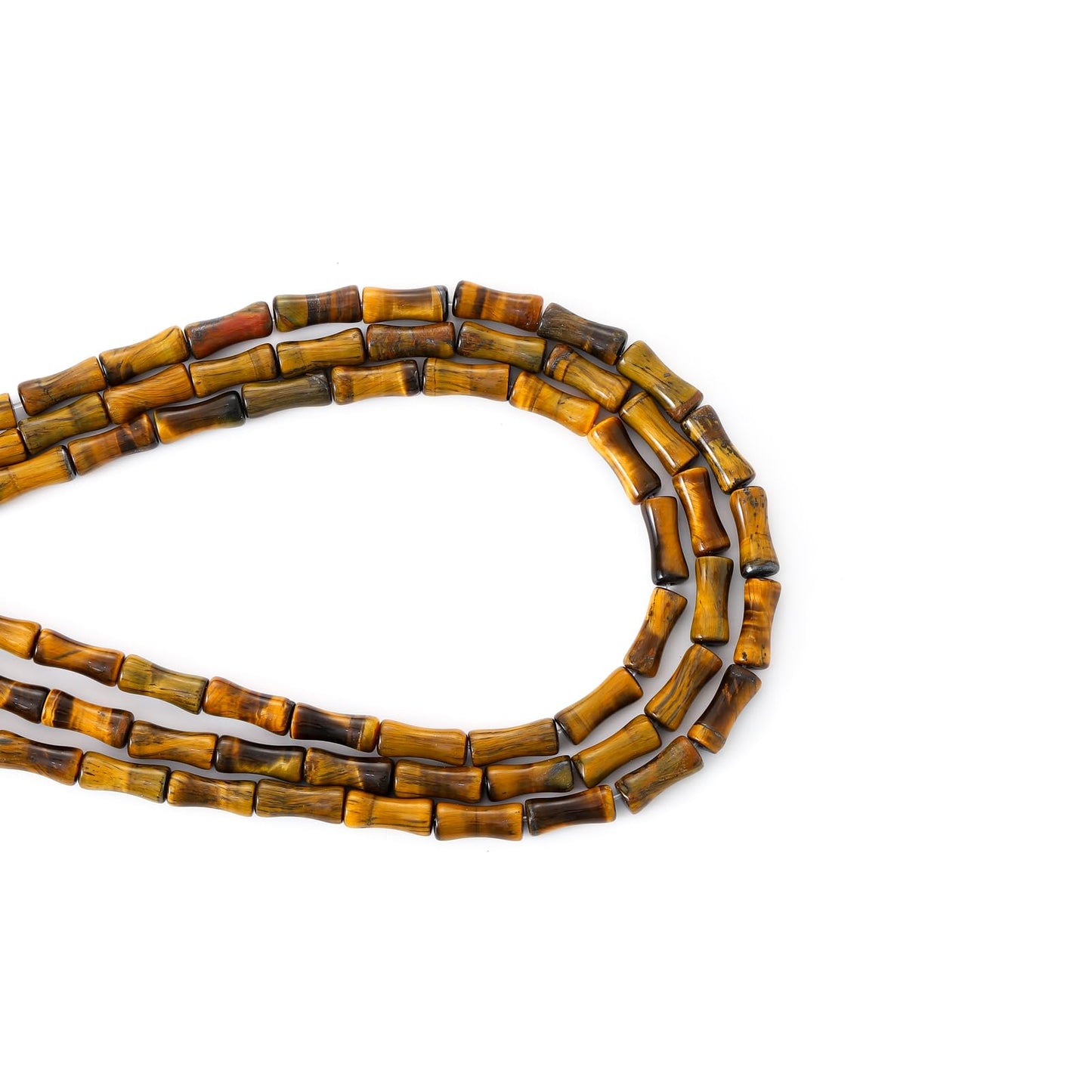 5x12mm Natural Tiger Eye Stone Bamboo Shape Gem Healing Energy Loose Spacer Beads for DIY Necklace Bracelet Earring