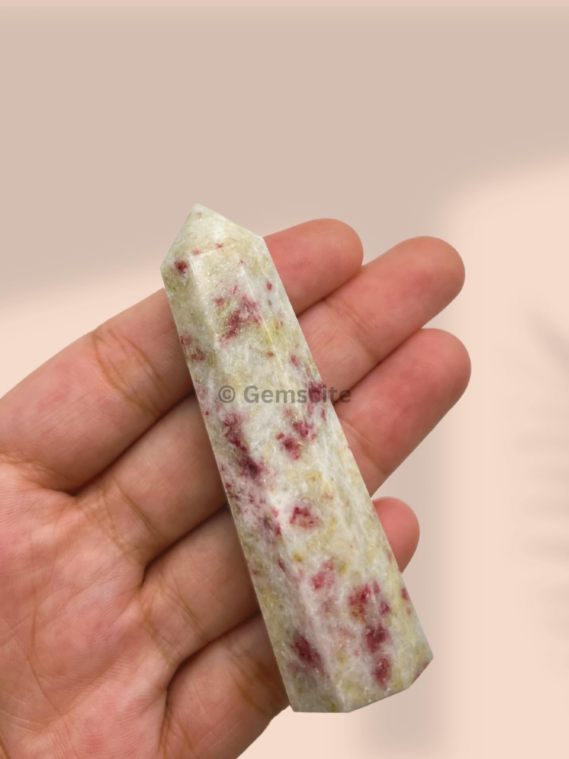 WholesaleGemShop 3 Inch (70 mm) Gemstones Cinnabarite Obelisk Tower Jumbo Facet Aura Rock Crystal Natural Polished Earth Wand Spirit