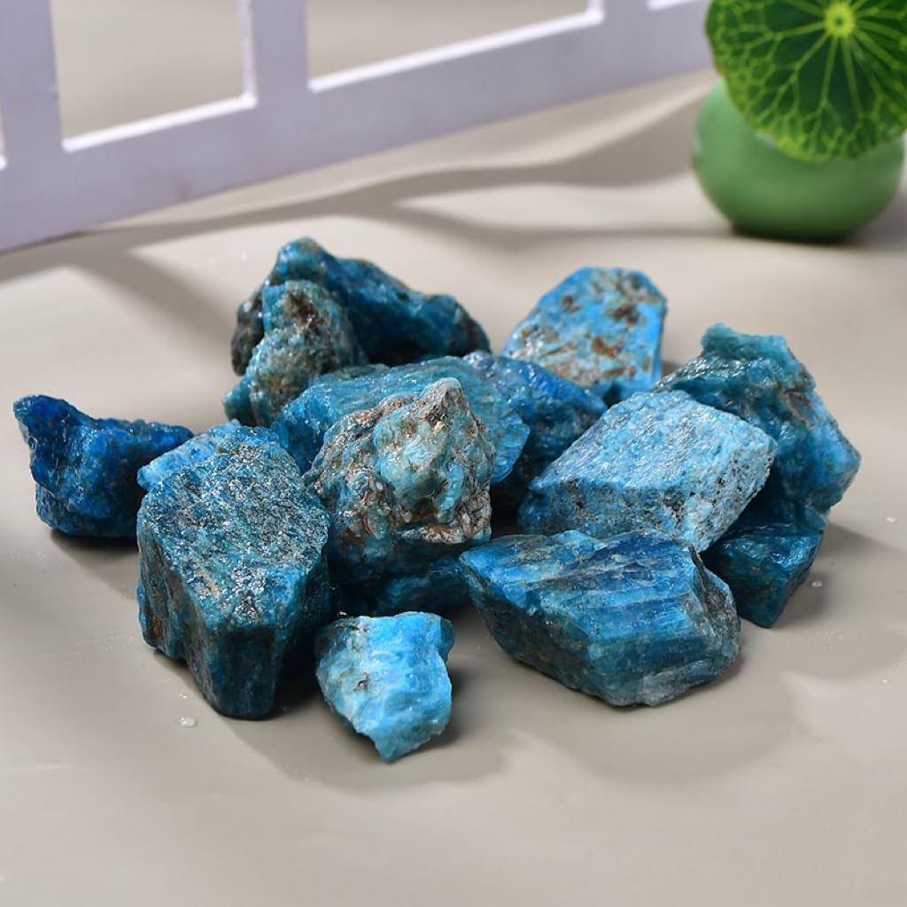 1LB Natural Blue Apatite Raw Healing Crystals, Energy Stones for Meditation, Reiki, Chakra Balancing, Home Décor and Spiritual Gifts (10-30mm)