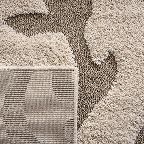 SAFAVIEH Florida Shag Collection Area Rug - 5'3" x 7'6", Cream & Beige, Scroll Design, Non-Shedding & Easy Care, 1.2-inch Thick Ideal for High Traffic Areas in Living Room, Bedroom (SG470-1113)