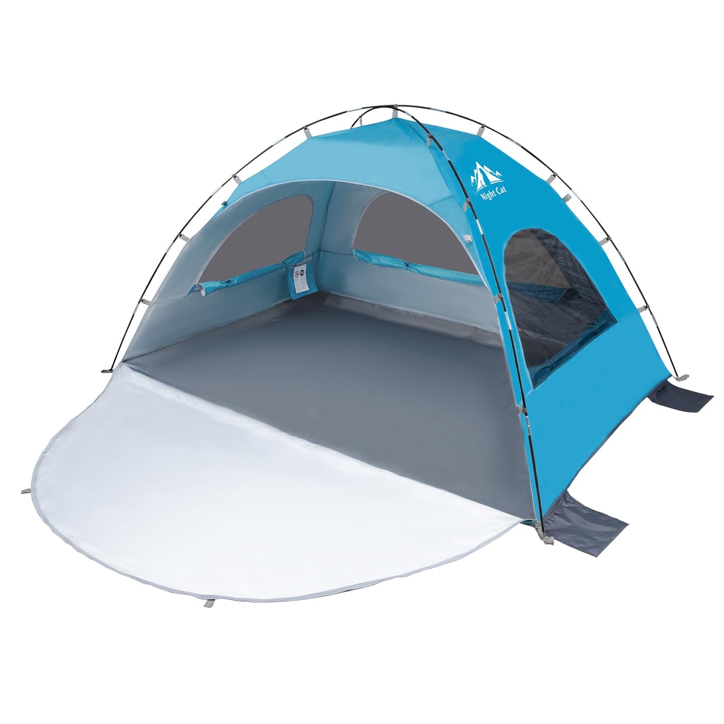 Night Cat Beach Tent Portable Camping Sun Shade Shelter for 2-4 Persons with UV Protection 3 Breathable Mesh Windows Extended Tent Floor Easy Set Up Outdoor