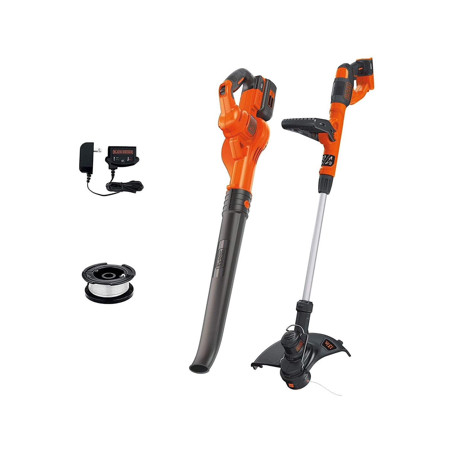 BLACK+DECKER 40V Max Cordless Sweeper & String Trimmer, Battery & Charger Included (LCC340C)
