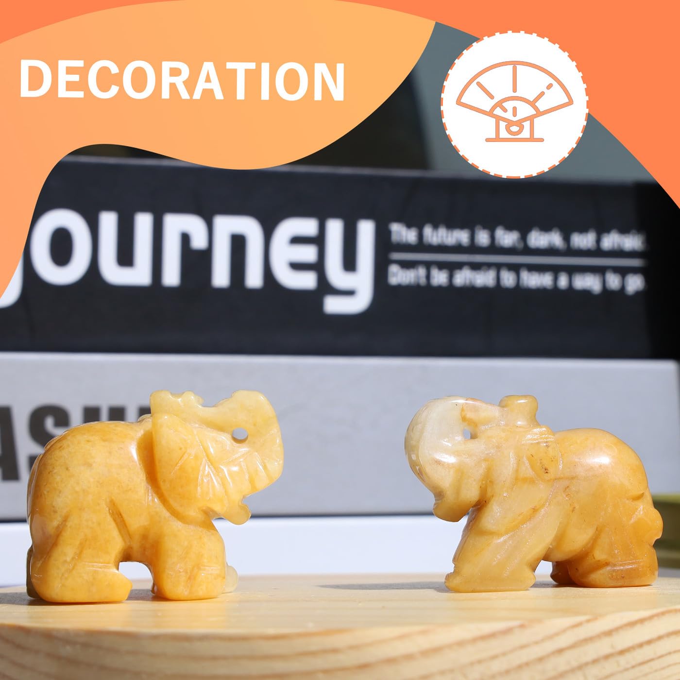 QINJIEJIE Yellow Jade Crystals Elephant Decor Cute Desk Stones Figurine Natural Gemstones Luck Decoration Room Office Pocket Hippie Statue Meditation Spiritual Christmas Stocking Stuffers Gift Women