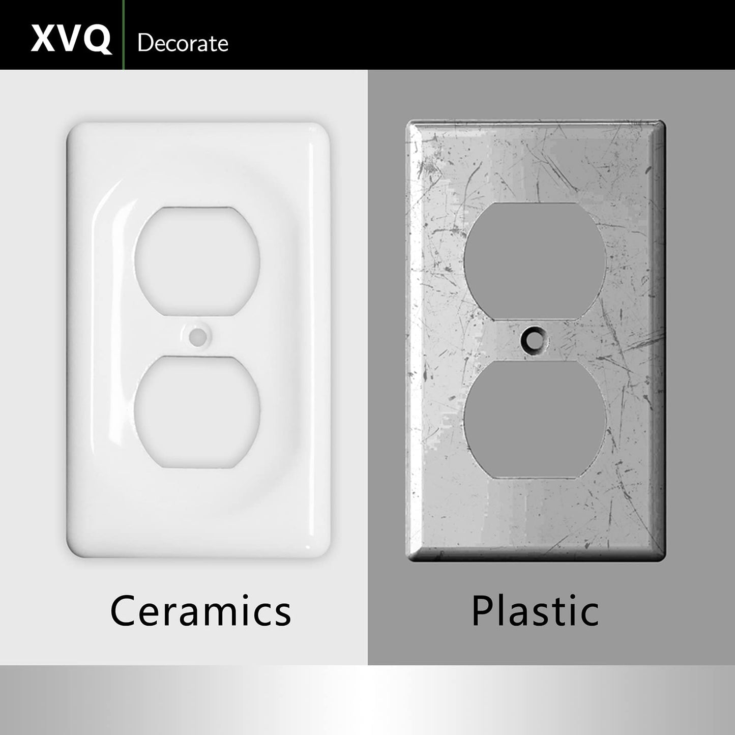 XVQ Ceramic Switch Plates Outlet Covers Switch Plate Cover White (Single Toggle)
