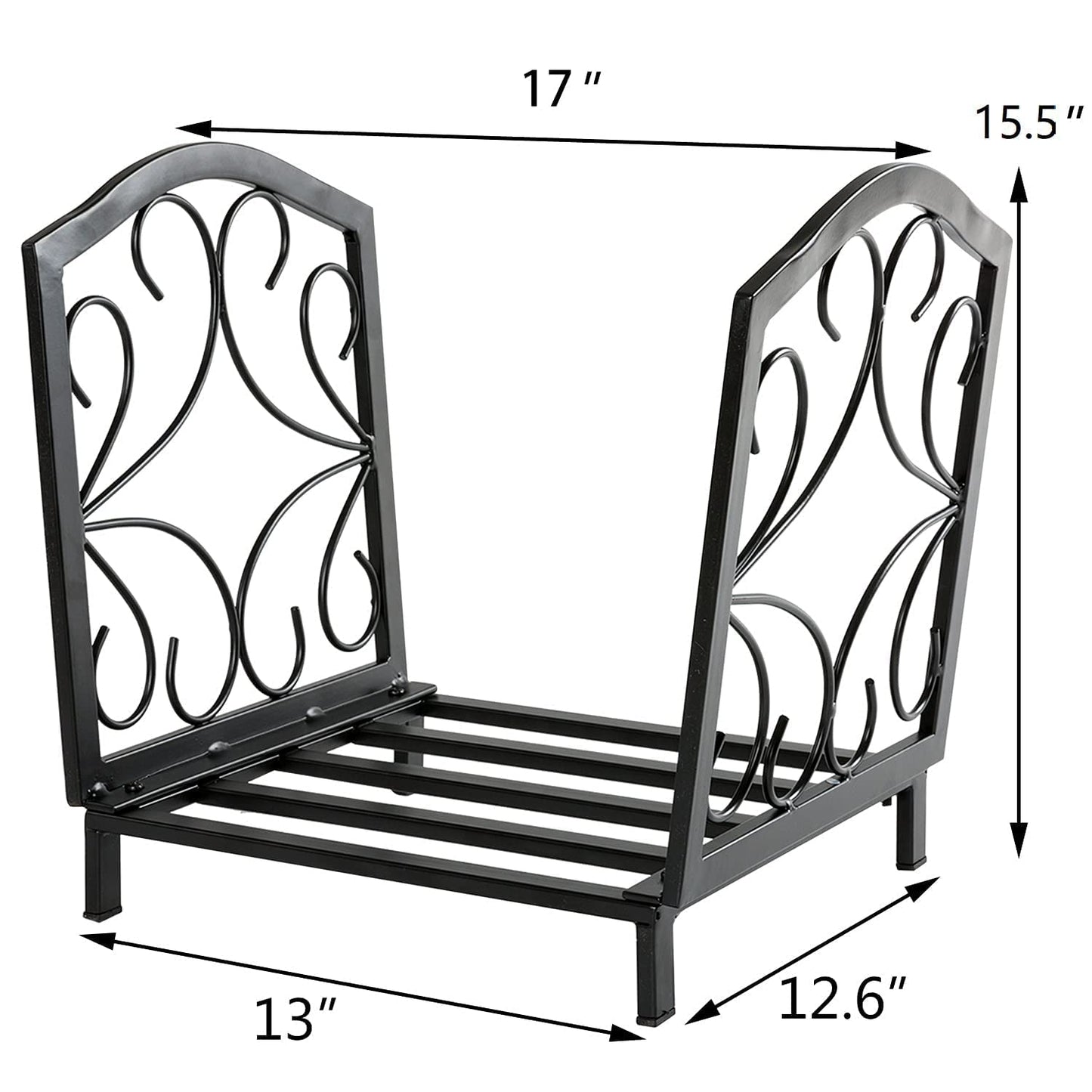 PHI VILLA 17 Inch Small Firewood Racks Indoor/Outdoor Firewood Bin Wood Burning Stove Accessories Wood Storage Log Rack Holder