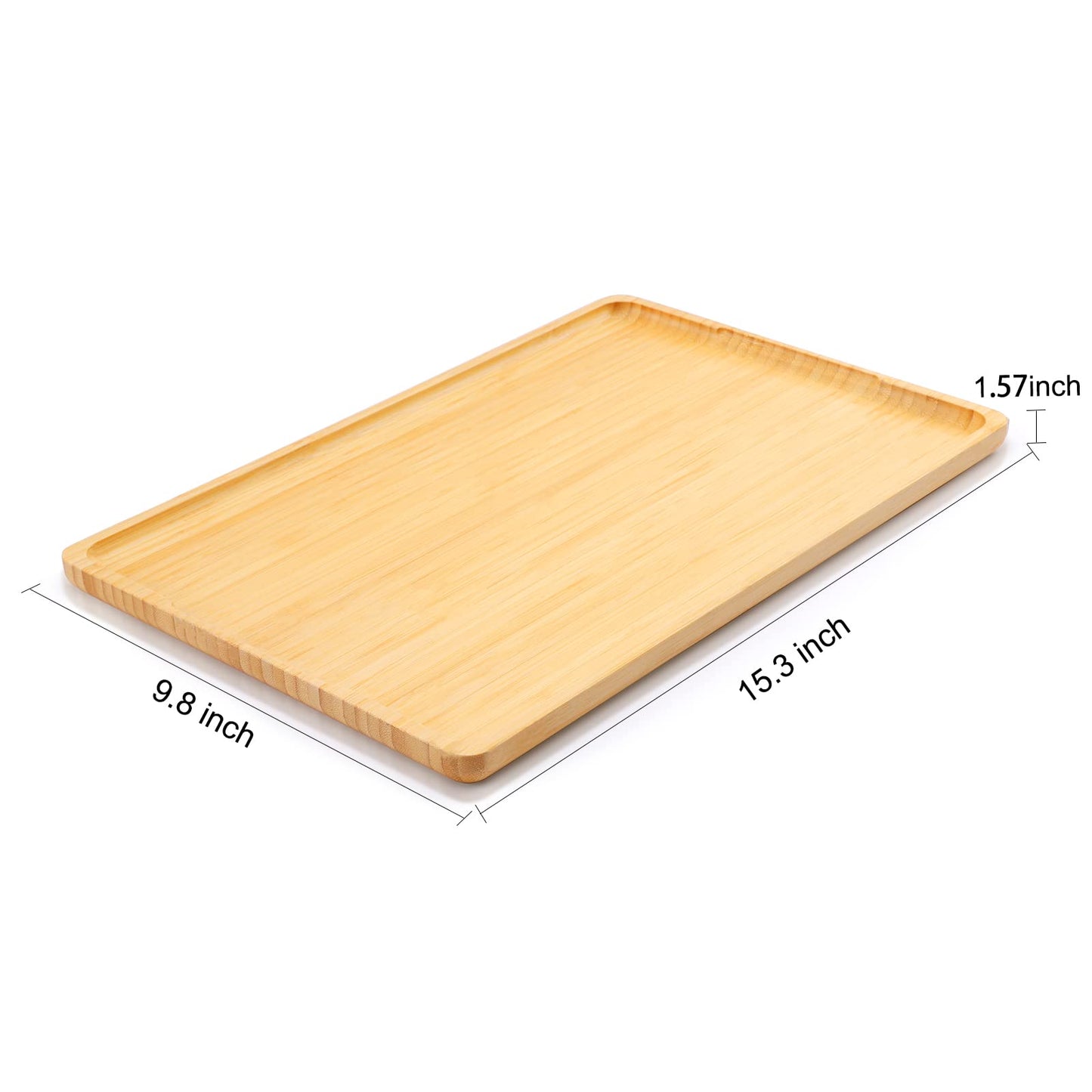 Webacoo Bamboo Tray with Handles - Lightweight Serving Tray for Breakfast in Bed, Coffee Table, BBQ, Kitchen, Ottoman & Party - Perfect for Lap, Couch & Gifting - Large Size Wood Tea Tray - 15”x10”
