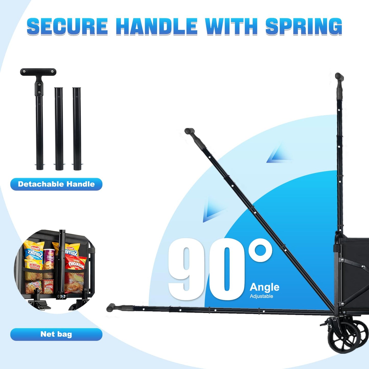 Collapsible Wagon Cart Foldable with Wheels - Heavy Duty 360LBS Portable Folding Utility Shopping Cart with 360° Swivel Brakes Wheels & Cup Holders for Outdoor Camping Beach Grocery Garden