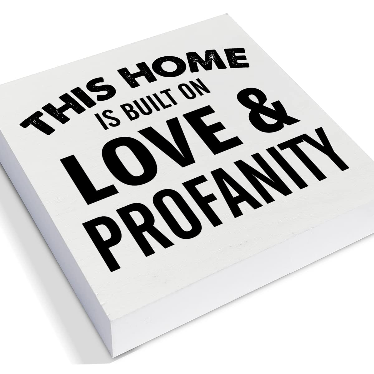 This Home is Built on Love Decorative Wooden Box Sign Home Family Wood Block Plaque Decor Modern Shelf or Wall Display for Living Room Bedroom
