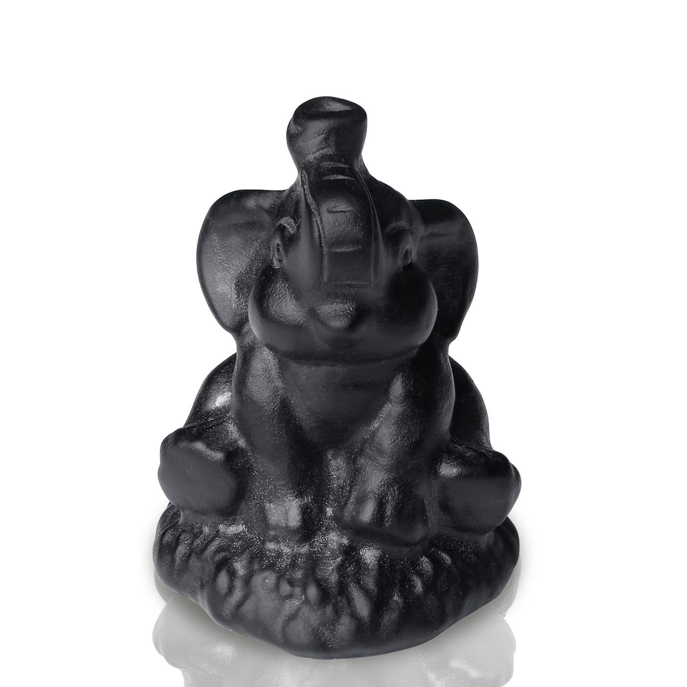 ZHIYUXI 2.2" Crystal Elephant Statue Decor Black Lucky Cute Elephants Figurine Matte Obsidian Crystals Figurine Spiritual Gifts for Women Small Sculpture for Home Office Desk Room Decoration
