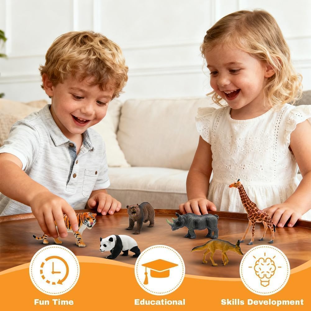 Safari Animals Figures Toys, Realistic Wild Zoo Animal Figurines, Plastic African Jungle Animals Playset for Kids Toddlers, 21Pcs Safari Toys Birthday Gifts for Boys Girls