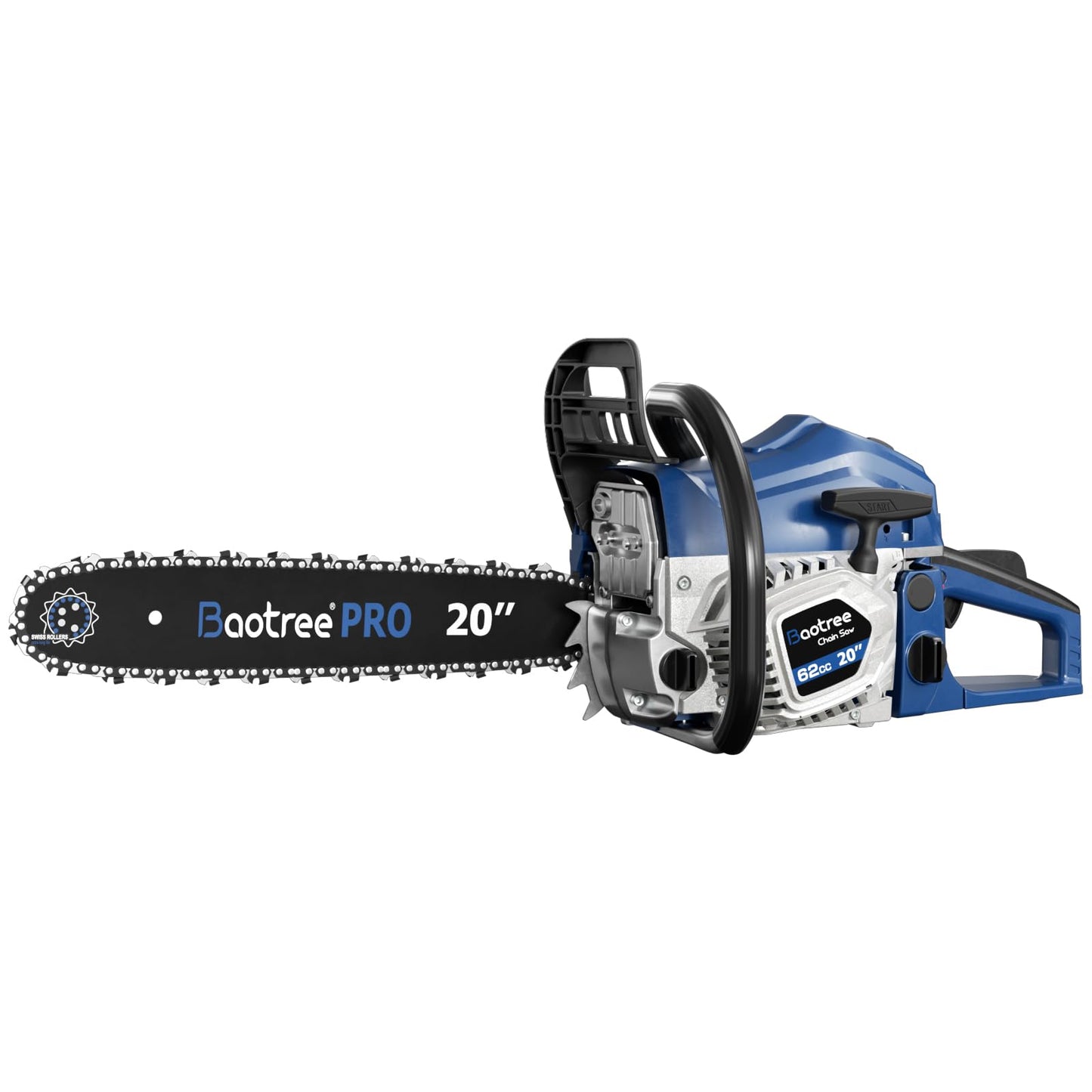 62cc Gas Chainsaw with 20 Inch Guide Bar, Professional Gasoline Chain Saw for Large Trees, Long Lasting Engine & Low Maintenance Design (Blue)