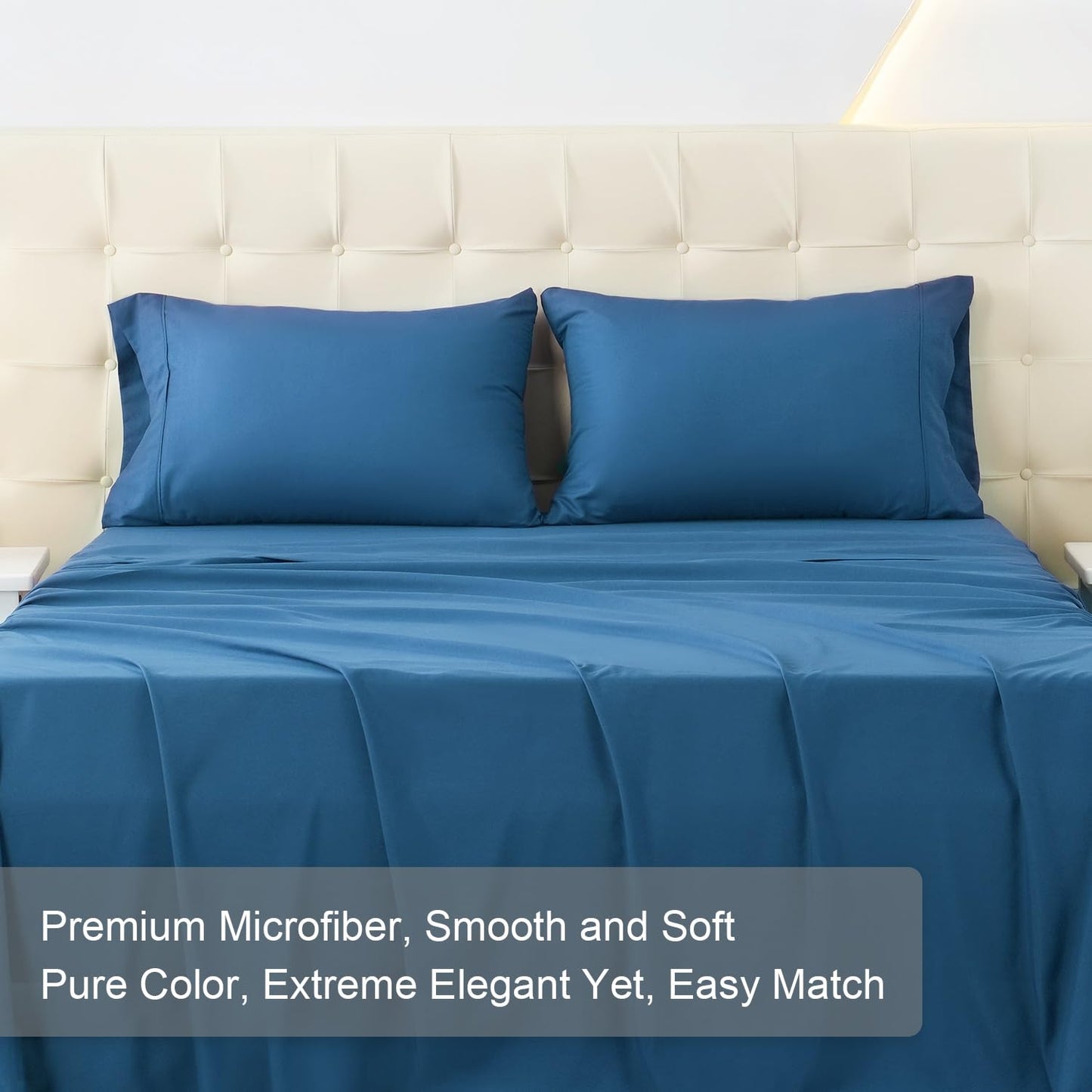 MICORAL Twin Bed Sheets Set, Soft Breathable Bedding Sheet Set, Sheets Set with 16" Deep Pocket Design (3 Pieces, Twin, Royal Blue)
