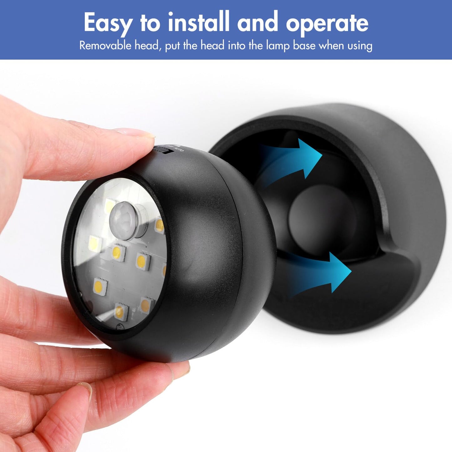 Motion Sensor Outdoor Lights - Outdoor Motion Sensor Light Battery Operated Wireless Spotlight Motion Detector Security Light Auto On Off for Sheltered Porch Stair Hallway Garage Wall Shed (2 Pack)