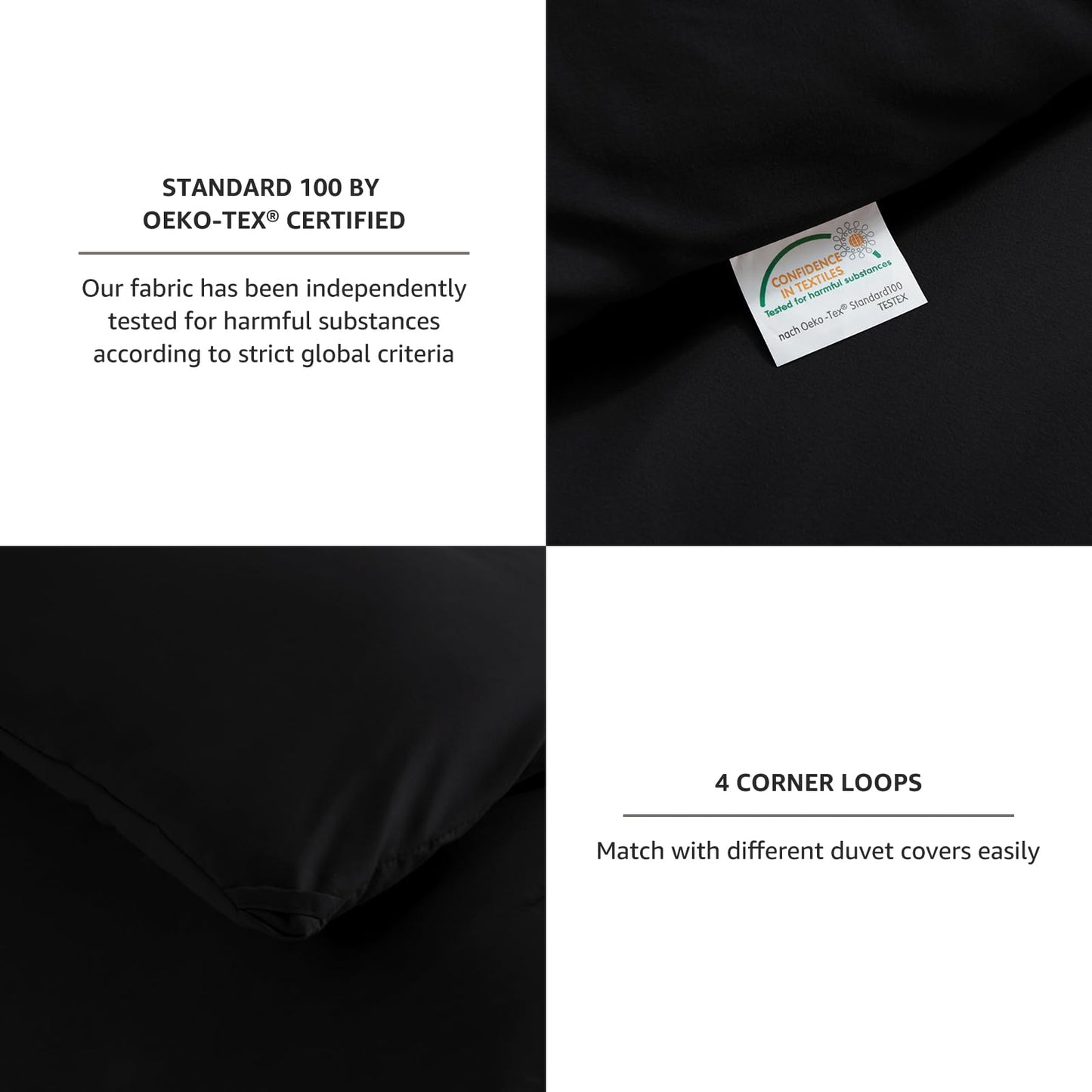 CozyLux Queen Comforter Set Black, 3 Pieces Solid Comforters Queen Size Breathable Quilted Bedding Sets, Luxury Soft Microfiber Down Alternative Comforter for All Season (1 Comforter & 2 Pillowcases)
