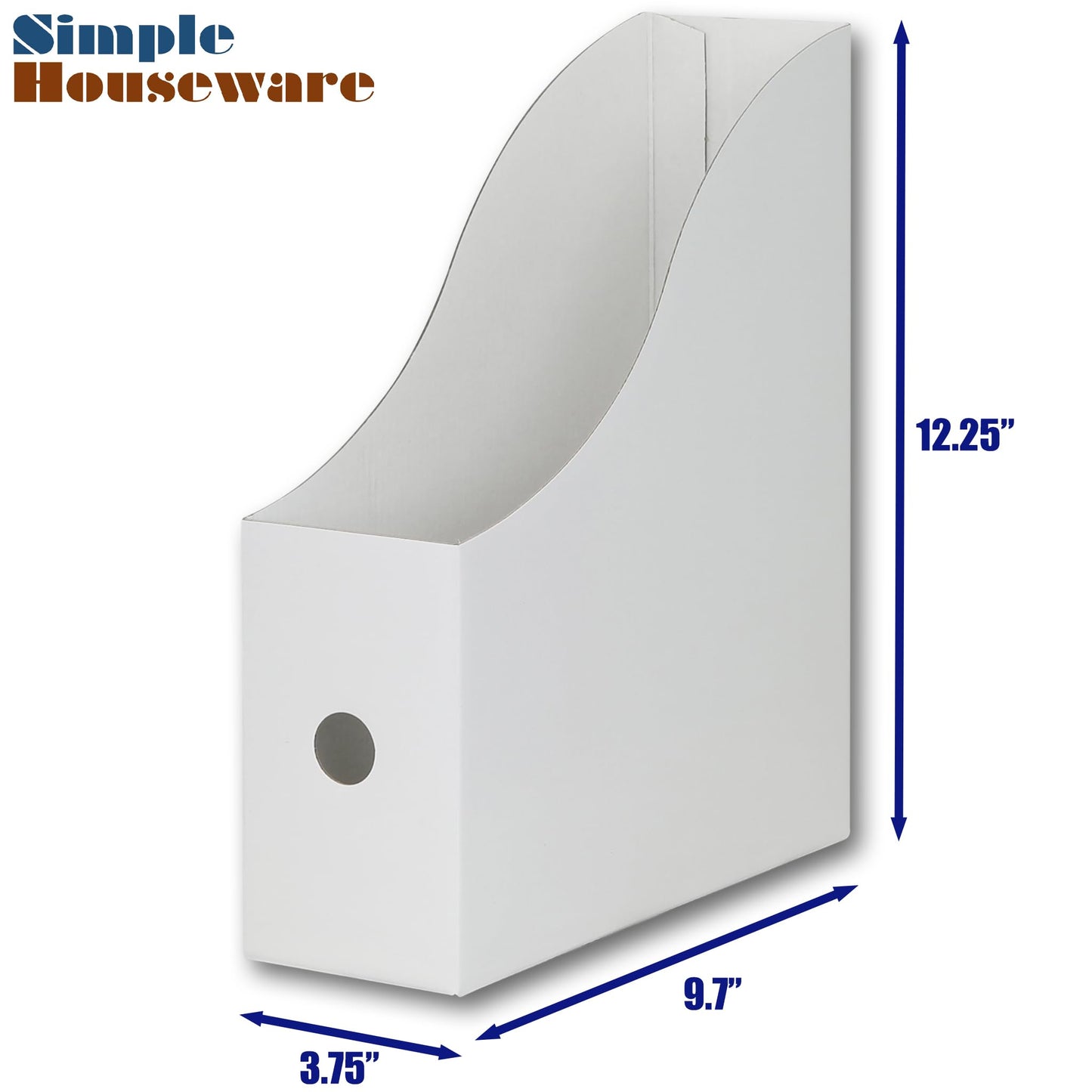 Simple Houseware 6-Pack Magazine File Holder Box, Foldable Cardboard Organizer, White