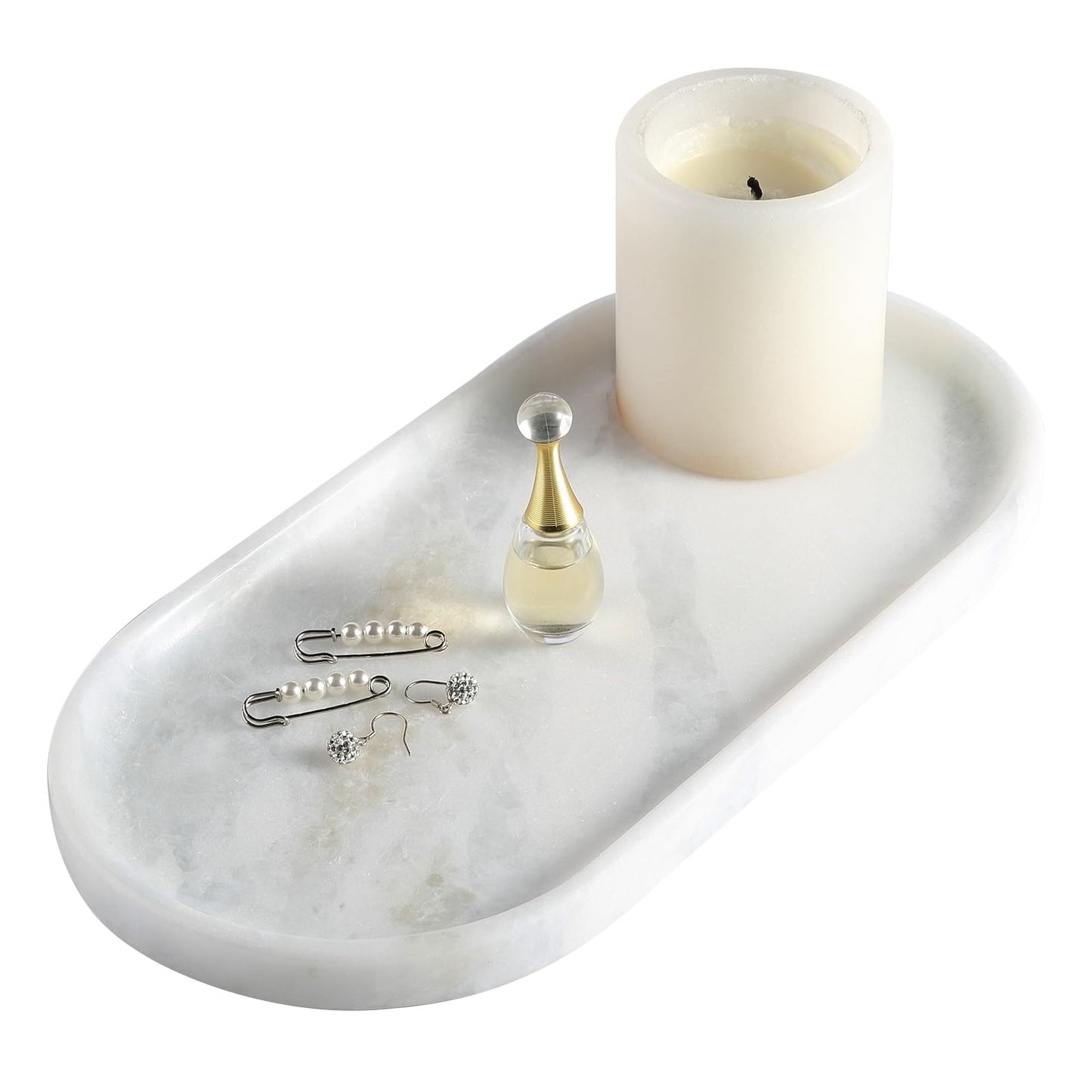 Koville African Natural Marble Decorative Tray, 12"x6" - Countertop Organizer, Catchall Tray for Perfume, Candles, Jewelry