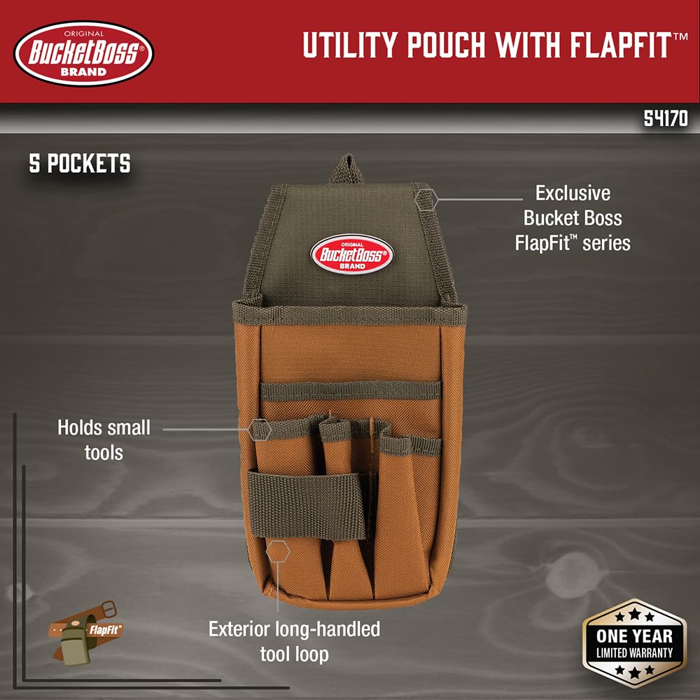 Bucket Boss - Utility Pouch with FlapFit, Pouches - Original Series (54170), Brown