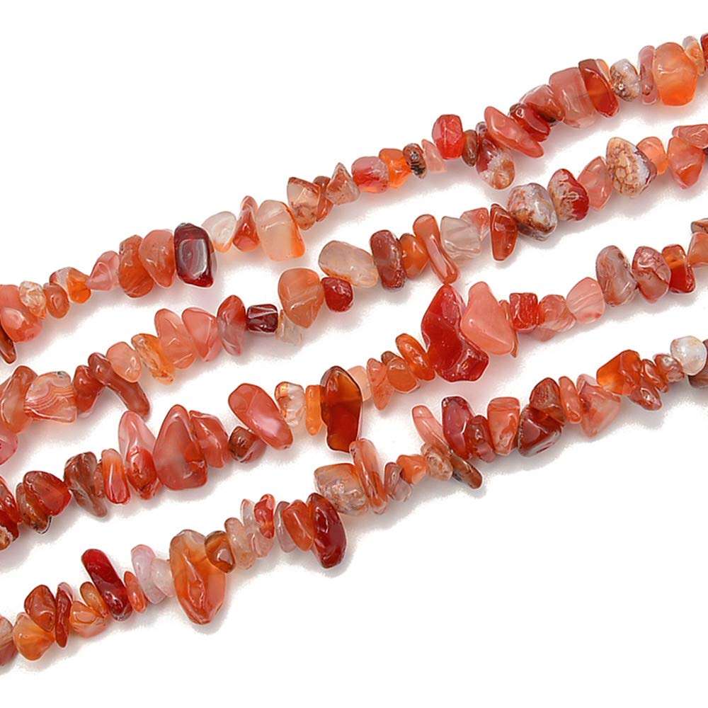 PLTbeads Gemstone Chips Natural Red Agate 3-5mm Healing Crystals Waist Bracelets Necklace Kit Irregular Stone DIY Crafts Design Jewelry Making Approxi 32 inch