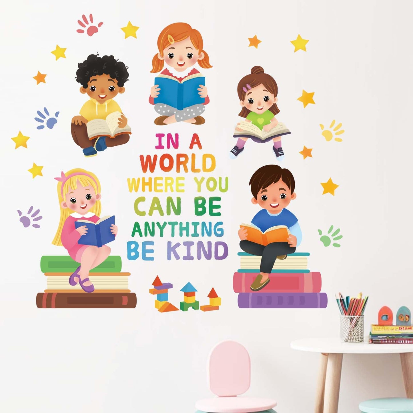 Amimagen Kids Equality Classroom Wall Stickers - Inspirational Positive Quotes Book Wall Decals - Baby Kids Room Daycare Playroom School Library Reading Wall Decor