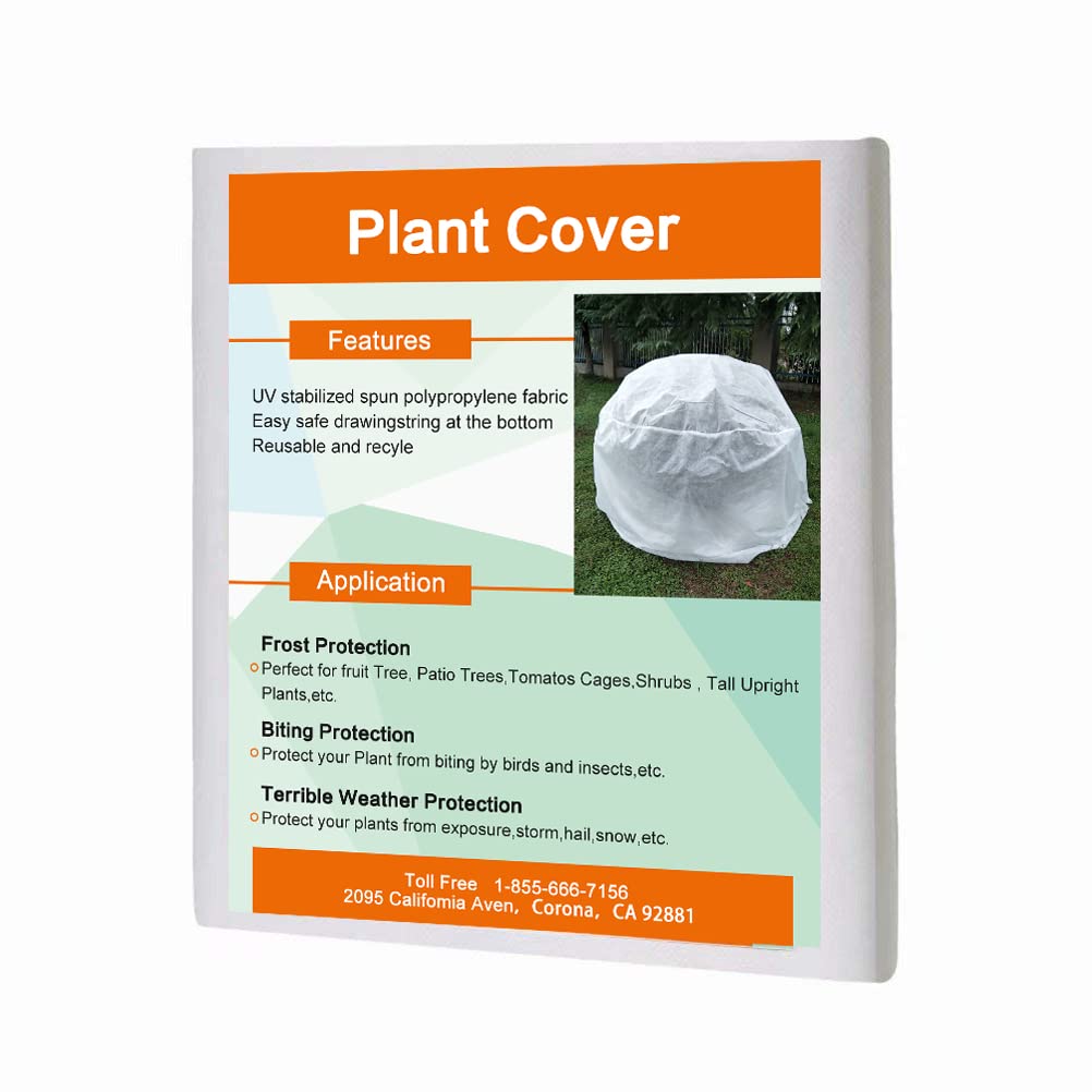 Agfabric Plant Cover H72 xDia72 0.9oz Freeze Cloths for Plants Plant Frost Protection Covers Drawstring Bags,White