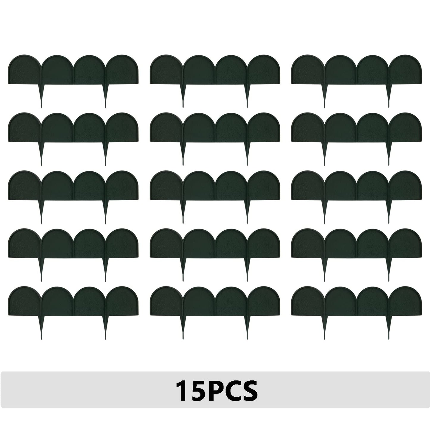 Evelyne Garden Border Edging in Half Round (Semicircle) Arched Design - 15pcs Green Yard Landscaping Fence Liner Lawn Edge Barrier - 20ft. Kit of Decorative Lawn Landscape Panels Elements