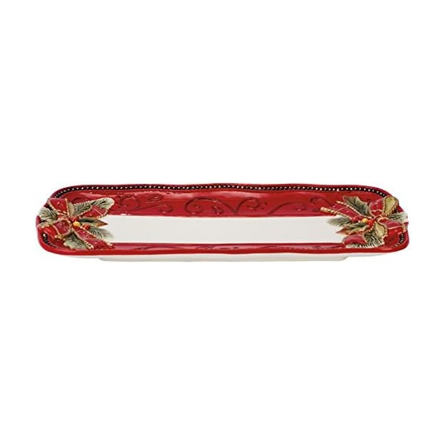 Fitz and Floyd Damask Holiday Ceramic Tray, Standard, Multicolored