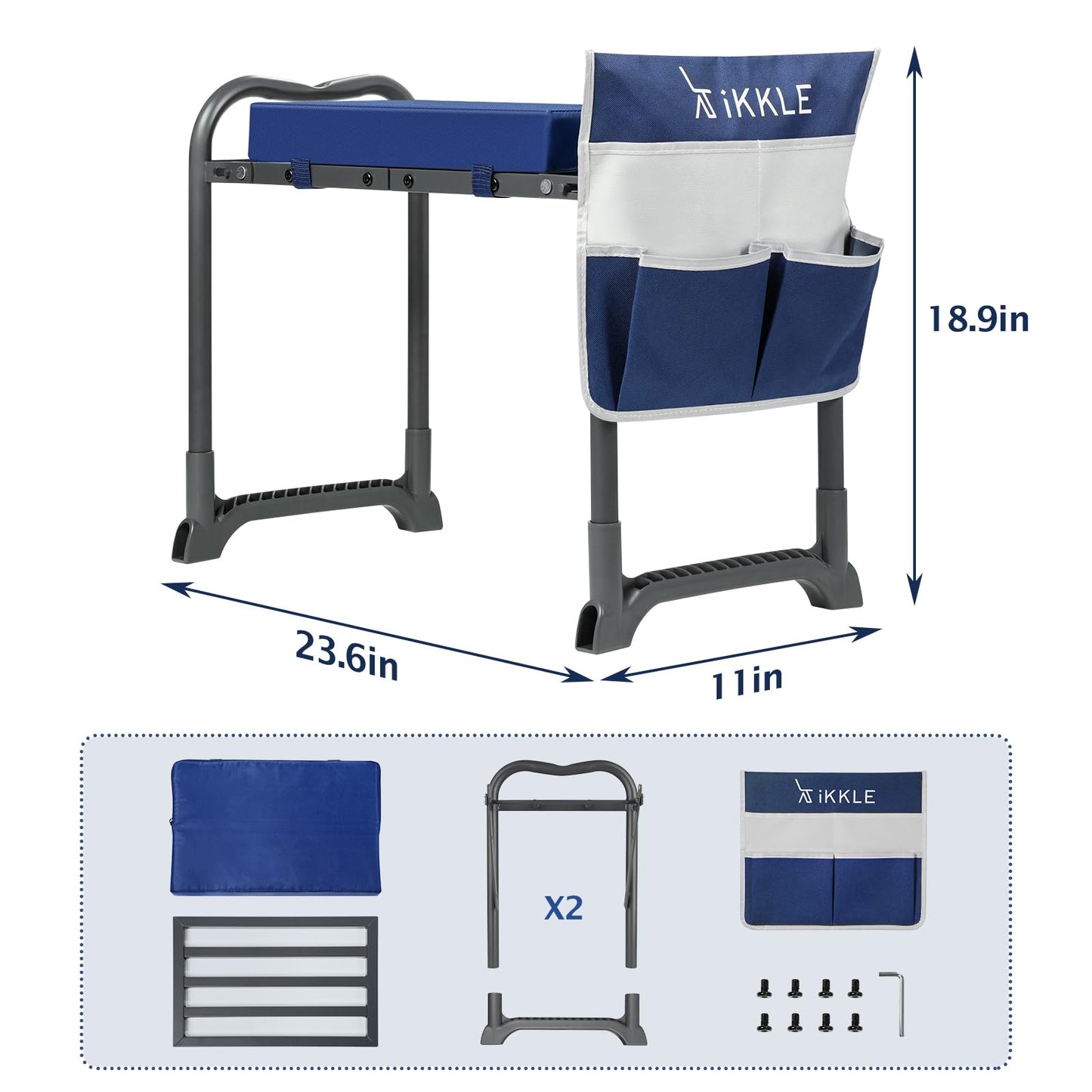ikkle 838LB+ Capacity Garden Kneeler and Seat - Ultra Heavy Duty Stool Bench with Thick Soft Pad, Gift for Gardeners