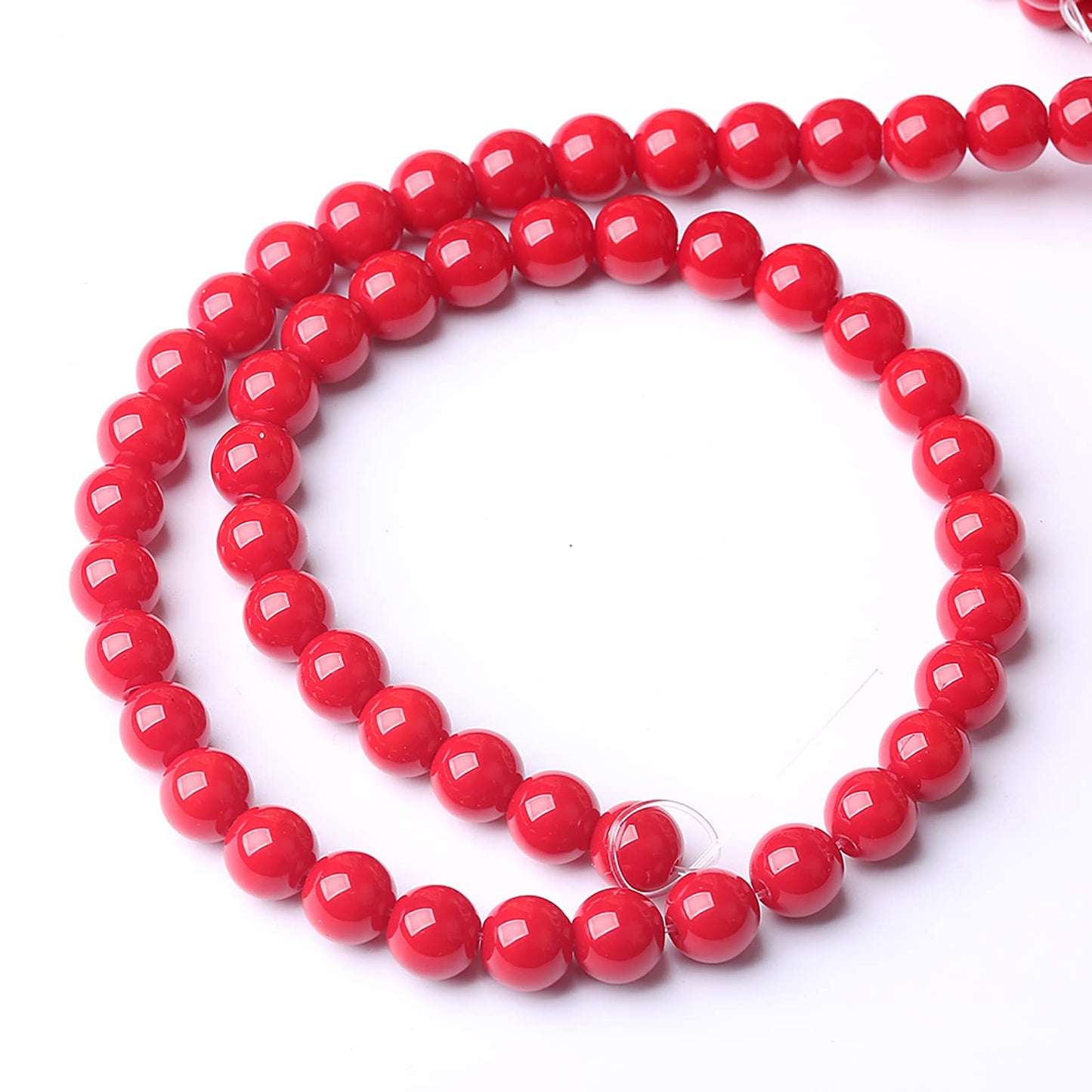 10MM 32pcs Red Glass Beads for Jewelry Making Round Loose Spacer Crystal Energy Healing Power Stone Beads DIY Bracelet Necklace Accessories (Red Glass, 10mm)