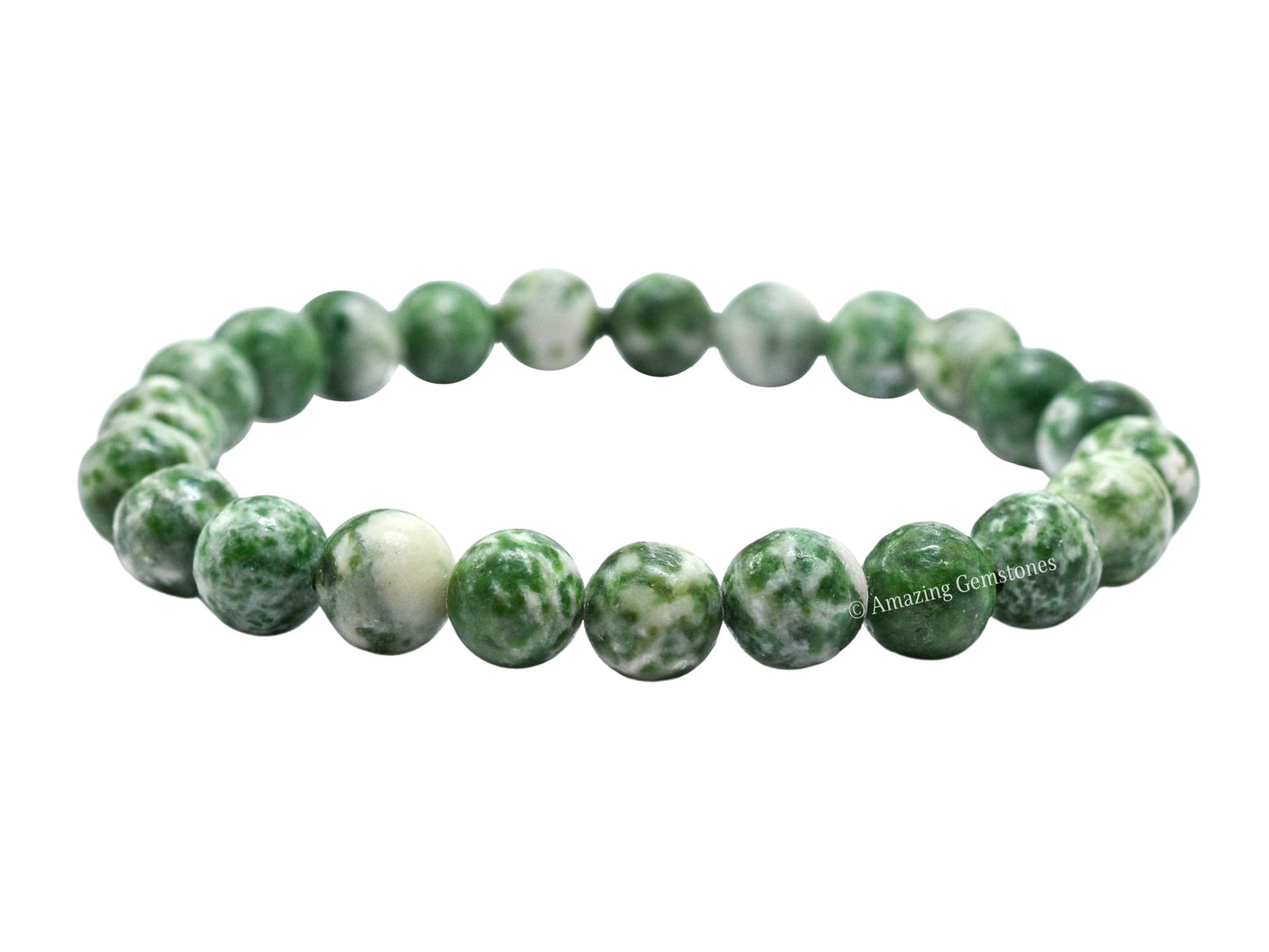 Amazing Gemstone Crystal Bracelet for Women Men's Gifts - Protection Healing Crystal Bracelet - 8mm Gemstone Beaded Stretchable Bracelet Pulseras Para Hombres Mujer Stocking Stuffers Mothers Day Gift (Tree Agate)