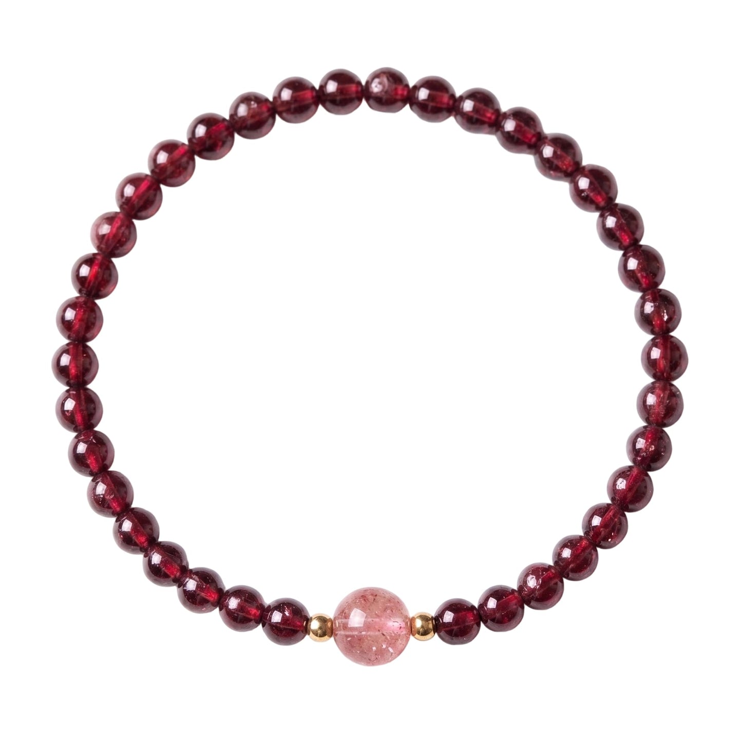 CNYTPE Garnet Bracelet for Women – Red Garnet Jewelry, Healing Crystal Bracelet, Handmade Gemstone Jewelry, Symbol of Love, Happiness & Harmony (Garnet & Strawberry Quartz Single-Strand)