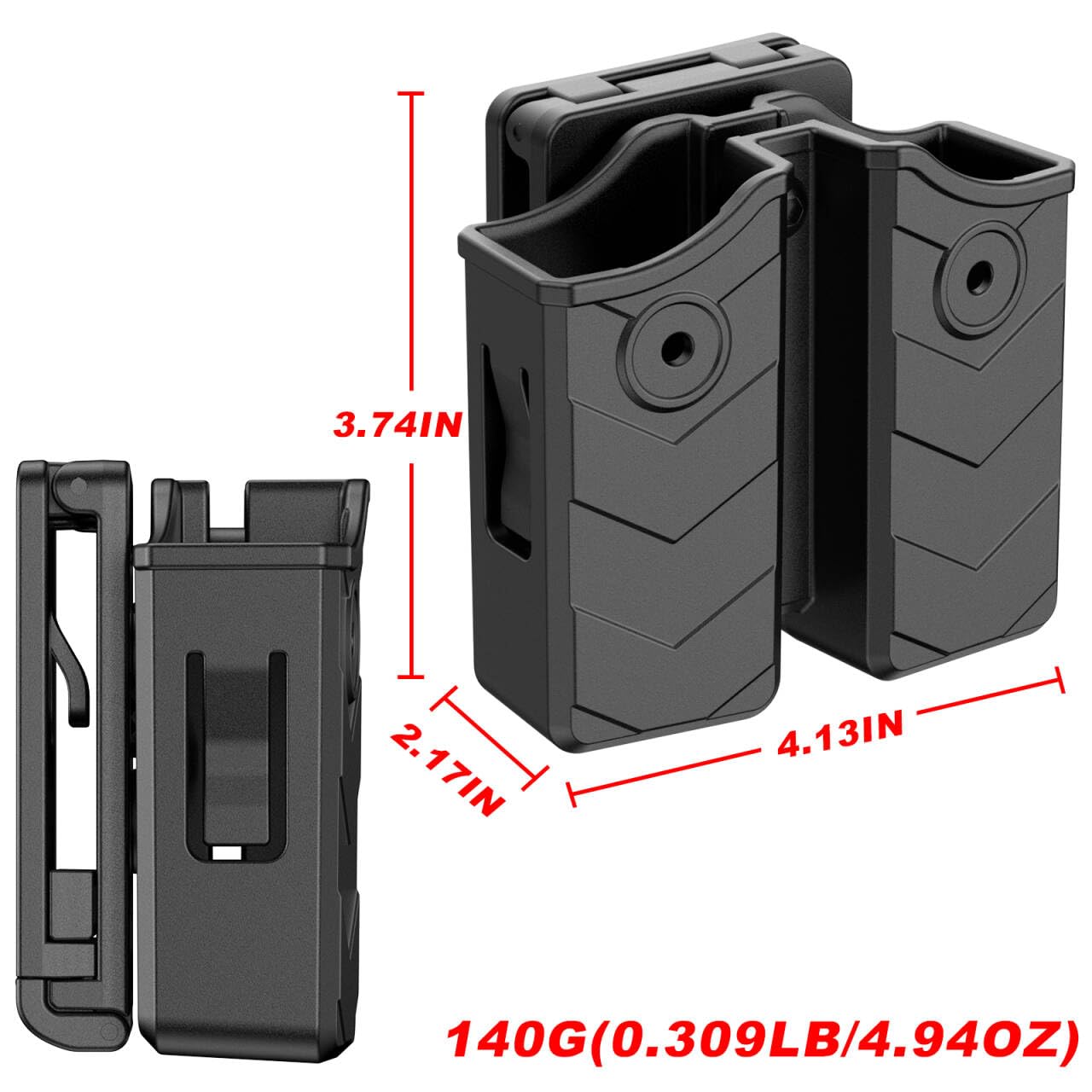 Universal Double Magazine Pouch, 9mm .40 Double Stack Mag. Holder Dual Holster with 1.5''-2'' Belt Clip for Glock Sig sauer S&W Beretta Browning Taurus H&K Most Pistol Mags