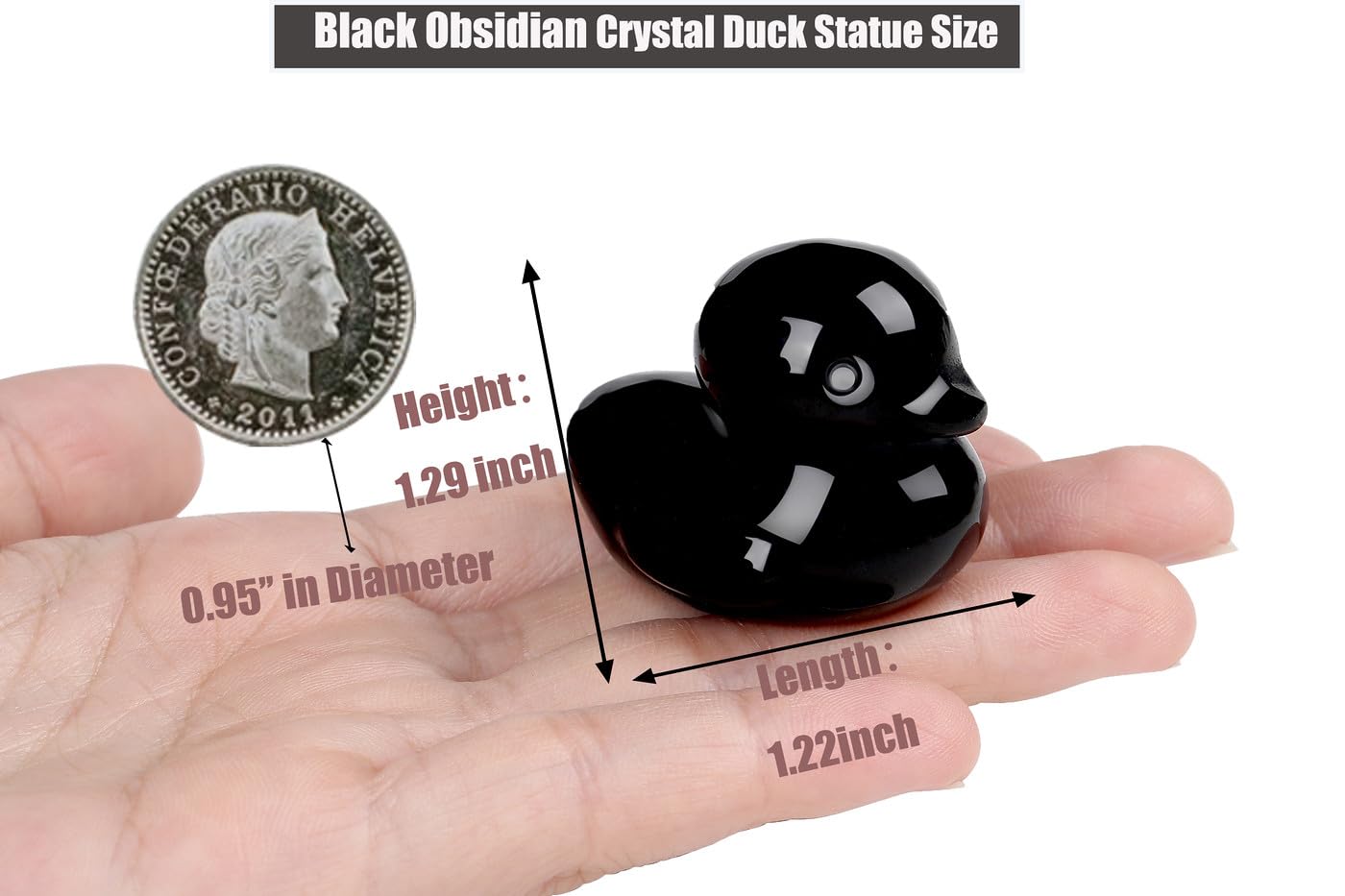 DUQGUHO Duck Figurine Statue Funny Deocr Gifts Black Obsidian Crystals Stones Lucky Duck Collectible for Mom Gifts Home Desk Office Deocration 1PC