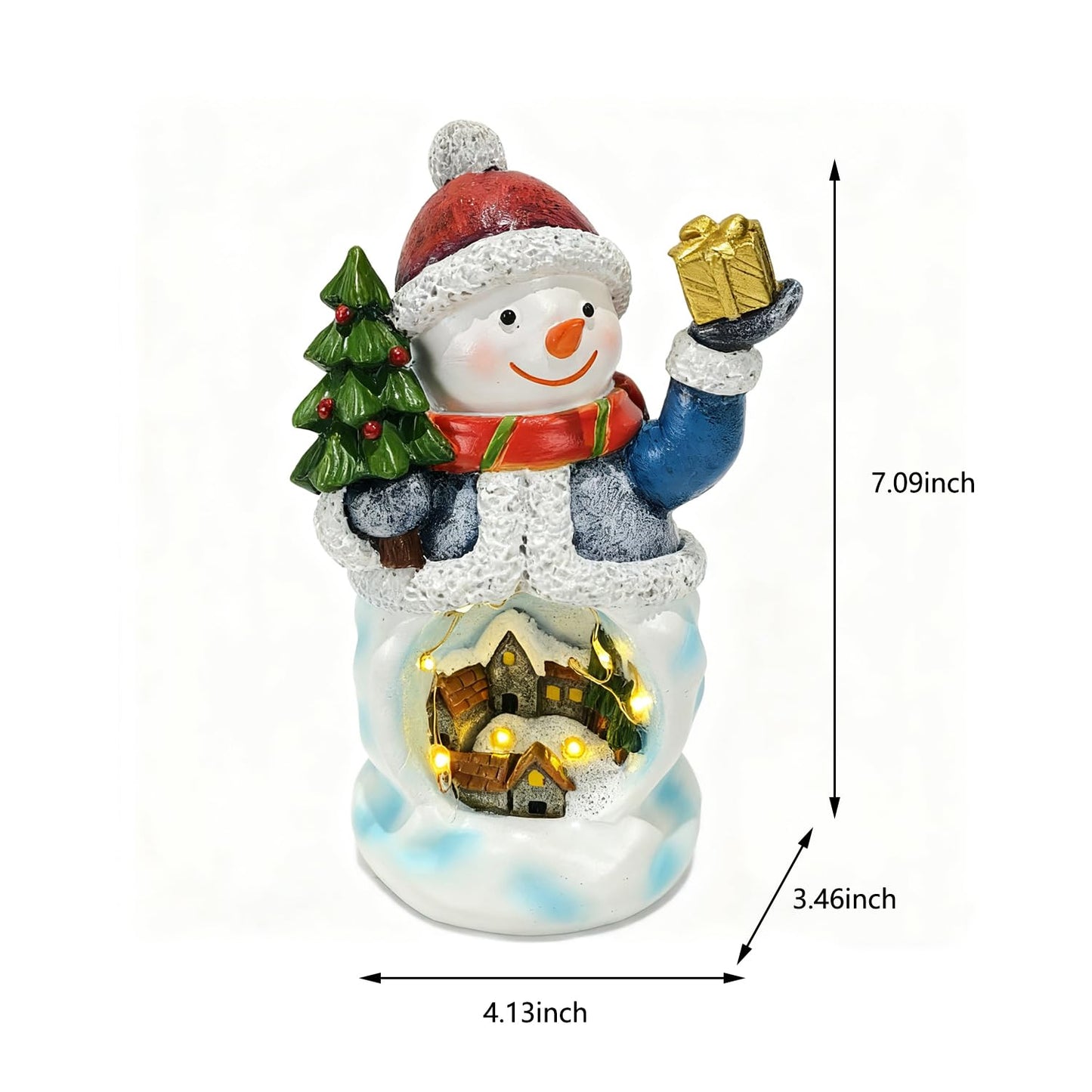Yiosax Christmas Indoor Decorations Snowman Figurine Snowman House Light Decor Christmas Village Houses Statue Decorations Table Gift Winter Decor