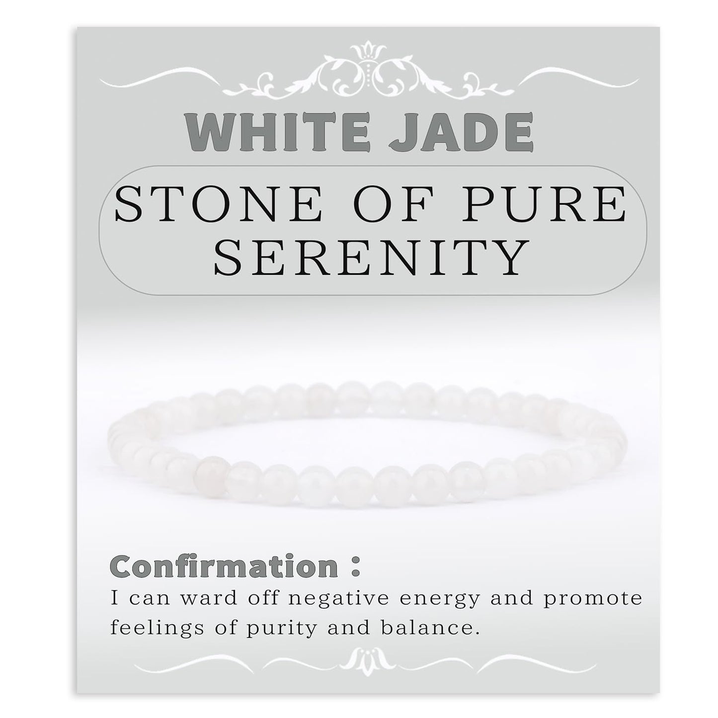 Bymitel 4mm White Jade - Handmade Reiki Gemstone Stretch Bracelet, Natural Beauty & Spiritual Essence, Crystal Healing for Unisex Adults