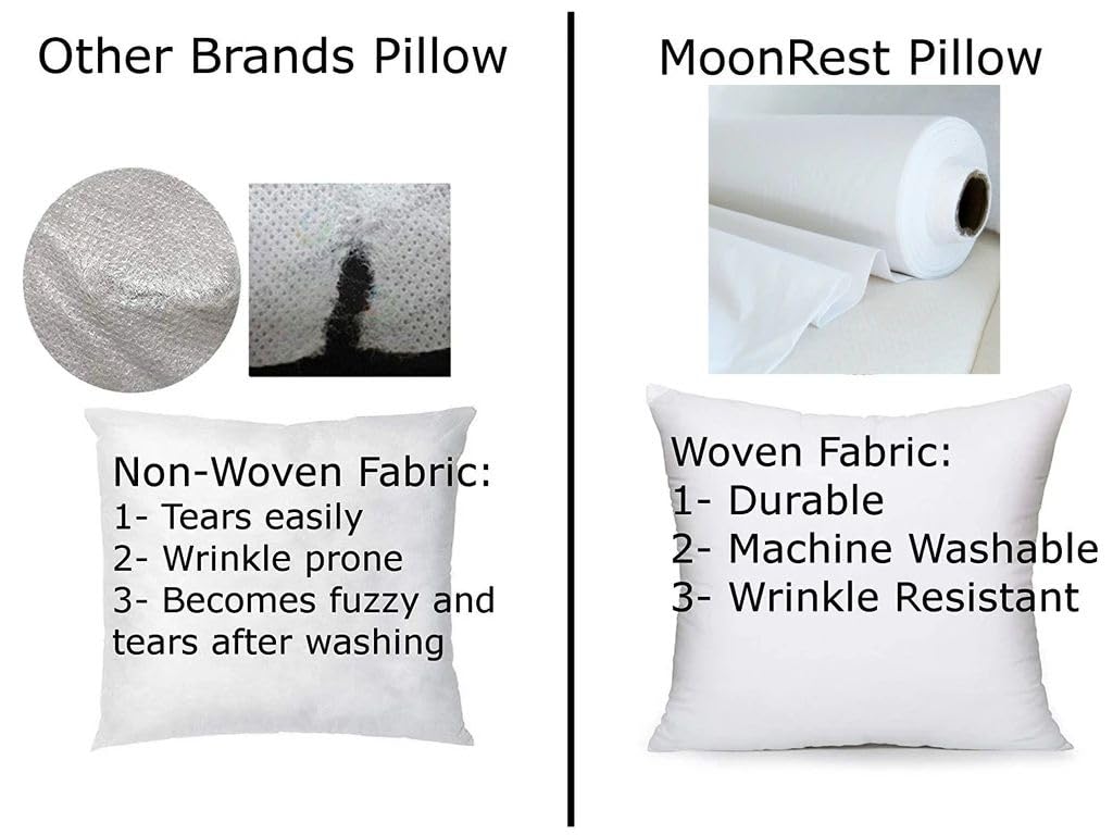 MoonRest® 14x36 Inch Synthetic Down Alternative Rectangle Pillow Insert Form Stuffer for Sofa Shams, Decorative Throw Pillow, Cushion and Bed Pillow Stuffing - Hypoallergenic 14” X 36”