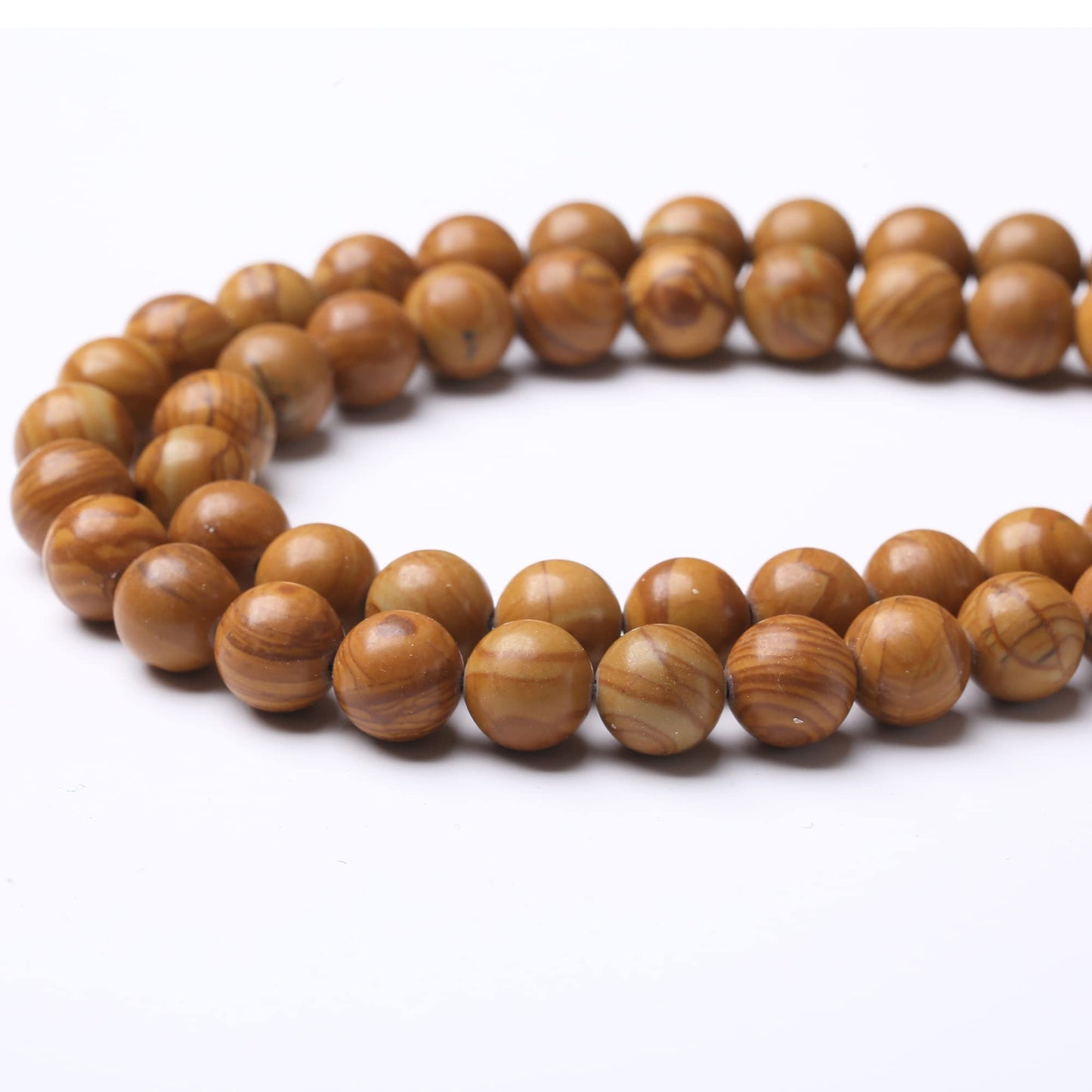10MM Woodgrain Jasper Round Loose Beads Natural Gem Beads Crystal Energy Stone Beads for Jewelry Making DIY Bracelet Necklace