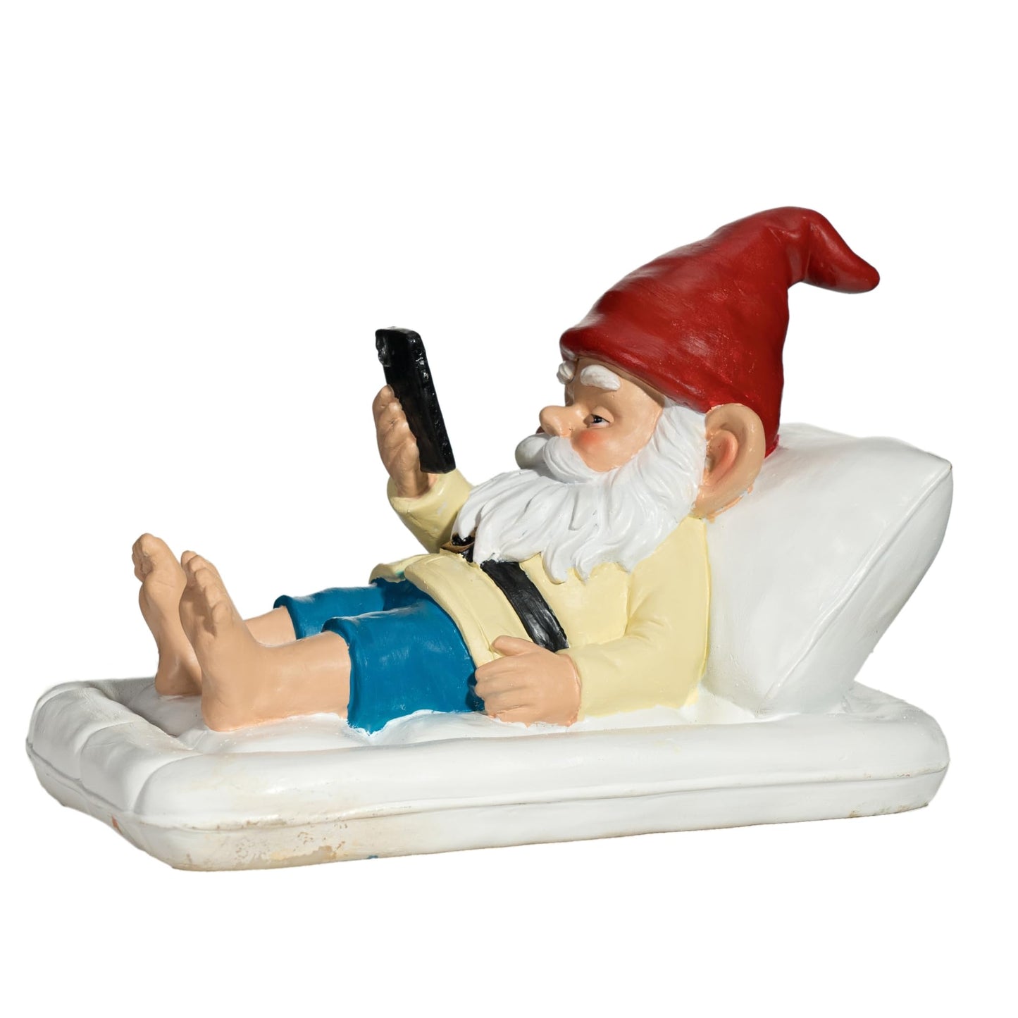 GIOMLE Relaxing Pool Gnome with Smartphone - 5.6" Heavy Resin Garden Statue - Weather-Resistant Funny Lawn Ornament - Summer Patio Decor - Unique Housewarming Gift