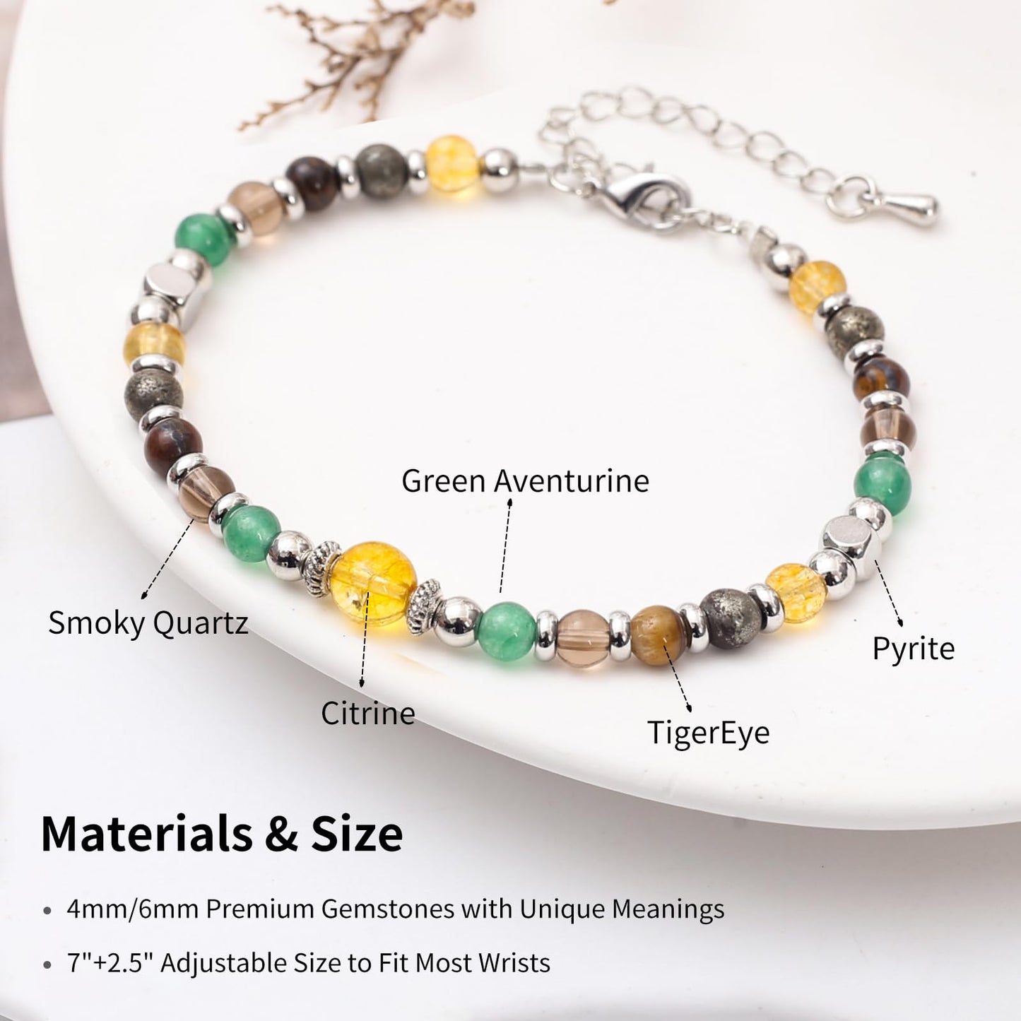MTJAHPS Protection Bracelet, empath protection, black obsidian Crystals and Healing Stones Bracelet for Women ，Luck ，Anxiety and Stress Clam Bracelet