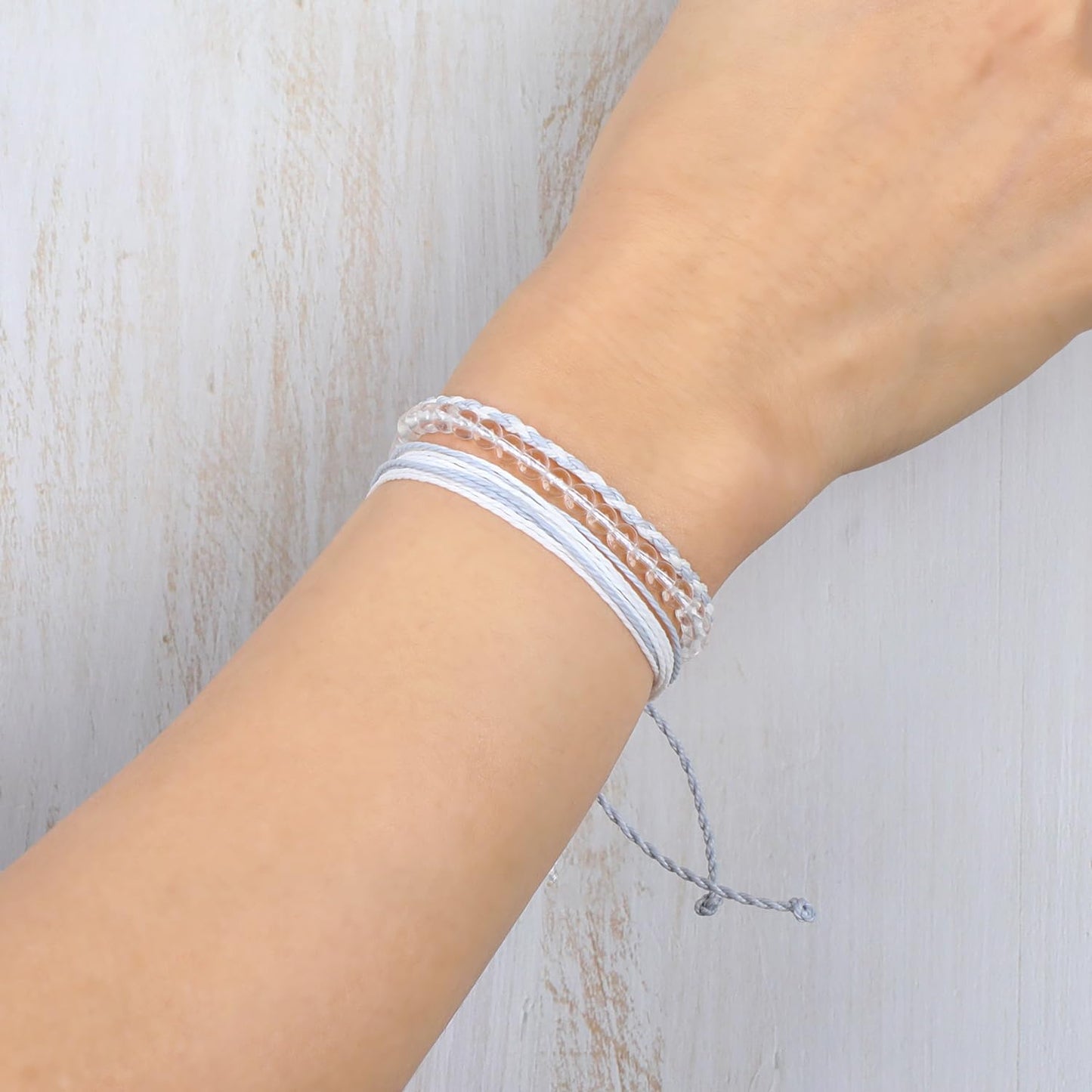 QOGIR Handmade Healing Bracelet,4mm Natural Clear Quartz Crystal Gem Stone Beads Bracelet for Men Women Gifts with 2PCS Size Adjustable Rope Bracelets