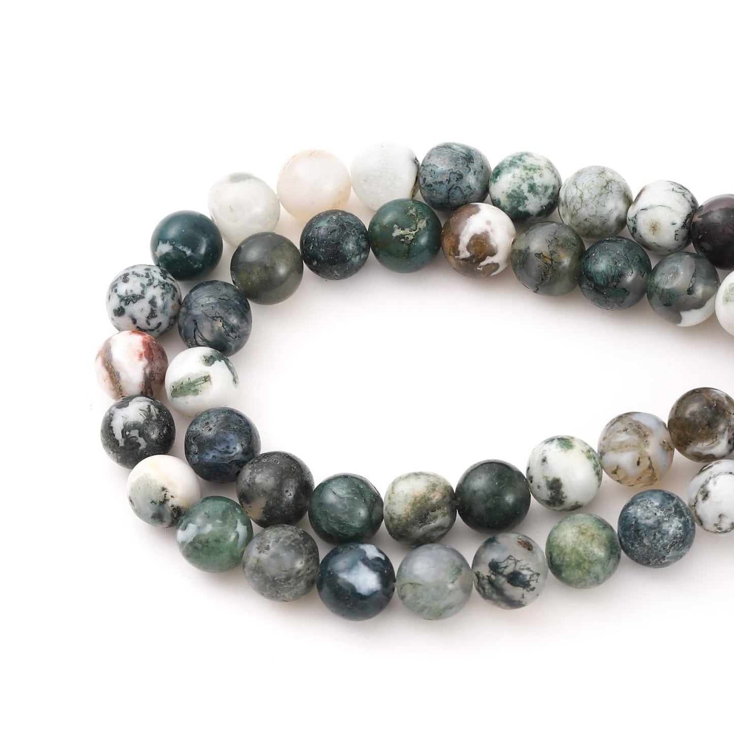 6mm 60pcs DIY Natural Tree Agate Stone Beads Round Healing Crystal Gemstone Loose Beads for Jewelry Making Handmade Bracelet Necklace