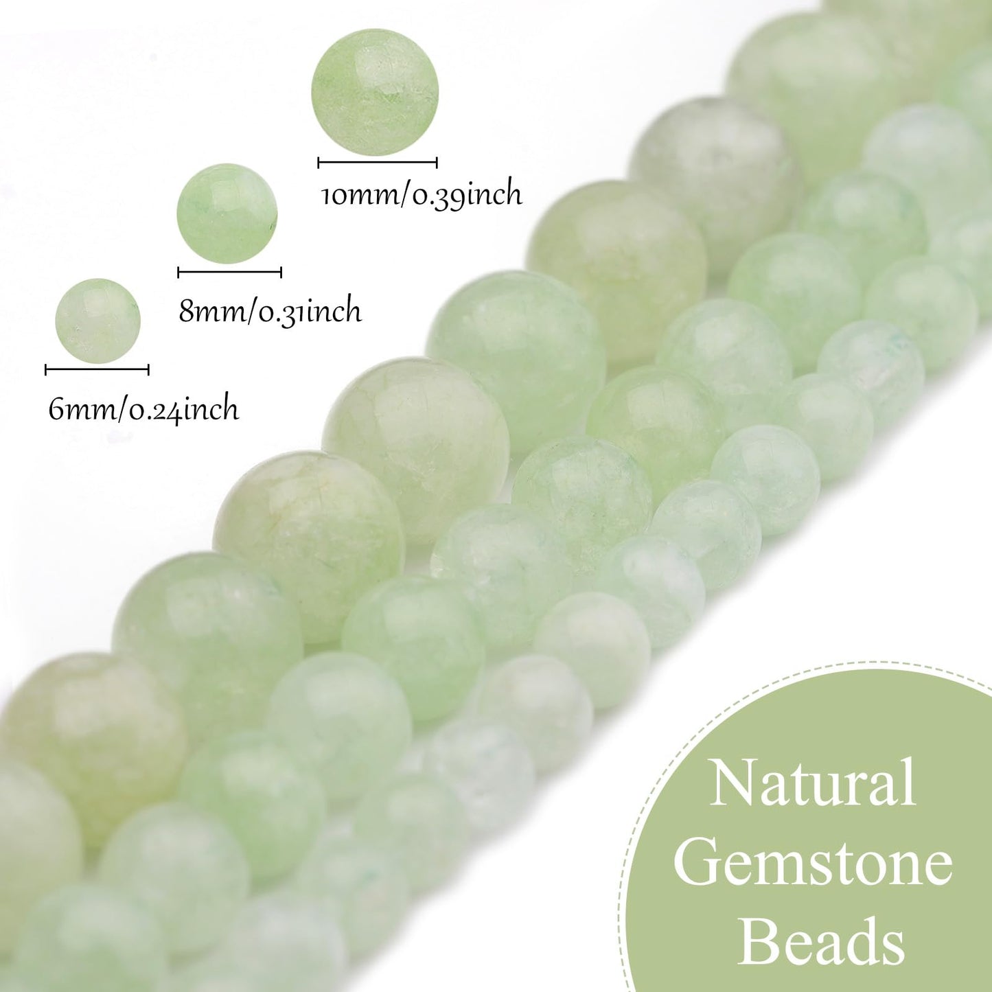 35pcs 10mm Natural Gemstone Beads for Jewelry Making Supplies,Green Burmese Jade Healing Crystal Polished Round Loose Stone Beads for Bracelet Necklace 15 Inch