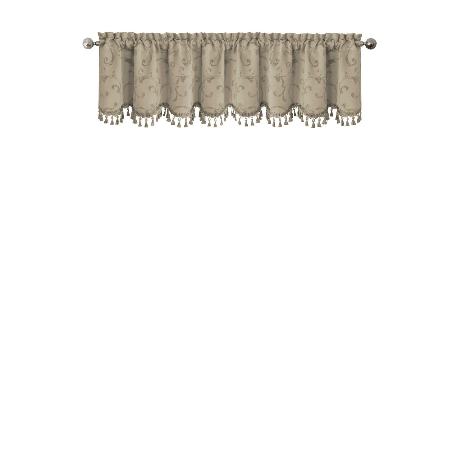 Elrene Home Fashions Mia Jacquard Scroll Blackout Valance, 52" x 19" (1 Valance), Natural