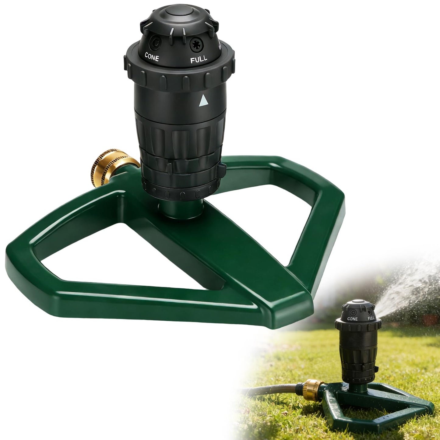 Sprinklers for Yard with Sturdy Zinc Alloy Base - Adjustable Spray Coverage & 5 Spray Patterns Lawn Sprinkler, Efficient Irrigation System for Medium Garden