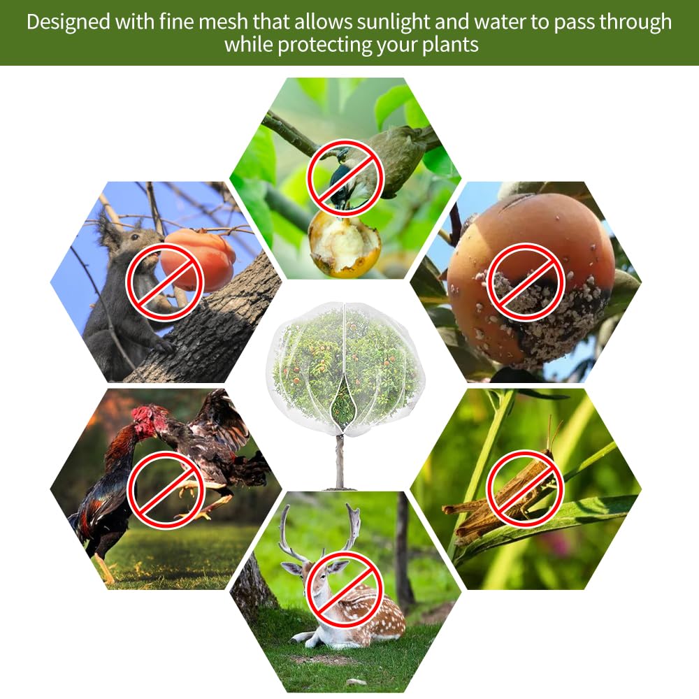 1 Pack Extra-Large Fruit Tree Netting Covers for Birds and Squirrels(15X15ft) –Bird Nets for Fruit Trees with Zipper and Drawstring, Extra Large Durable Mesh Garden Netting to Protect Fruit Trees