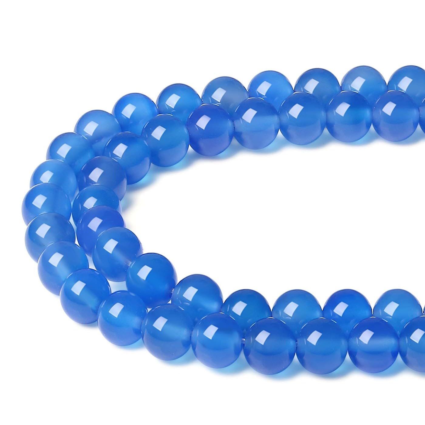 LAIDANLA Blue Agate 8mm Natural Stone Beads Round Loose Gemstone Stone Beads for DIY Bracelet Necklace Earrings Jewelry Making Polishing Beading 96PCS 2 Strand 32"