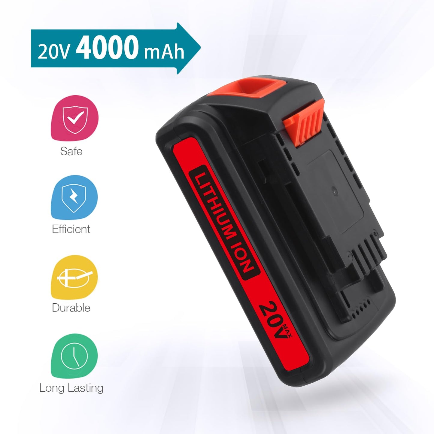 ORHFS LBXR20 20V 4.0Ah Replacement for Black and Decker 20V Lithium Battery Max LB20 LBX20 LBXR20-OPE LBXR2020-OPE LBXR20B-2 LST220 LST300 20-Volt Max Tools Cordless Power Tool