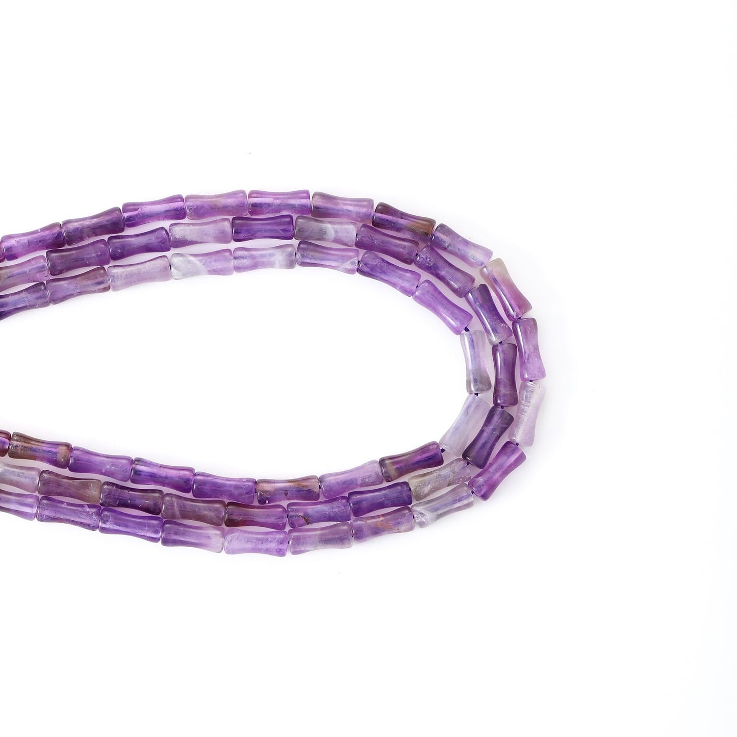 5x12mm Natural Amethyst Stone Bamboo Shape Gem Healing Energy Loose Spacer Beads for DIY Necklace Bracelet Earring